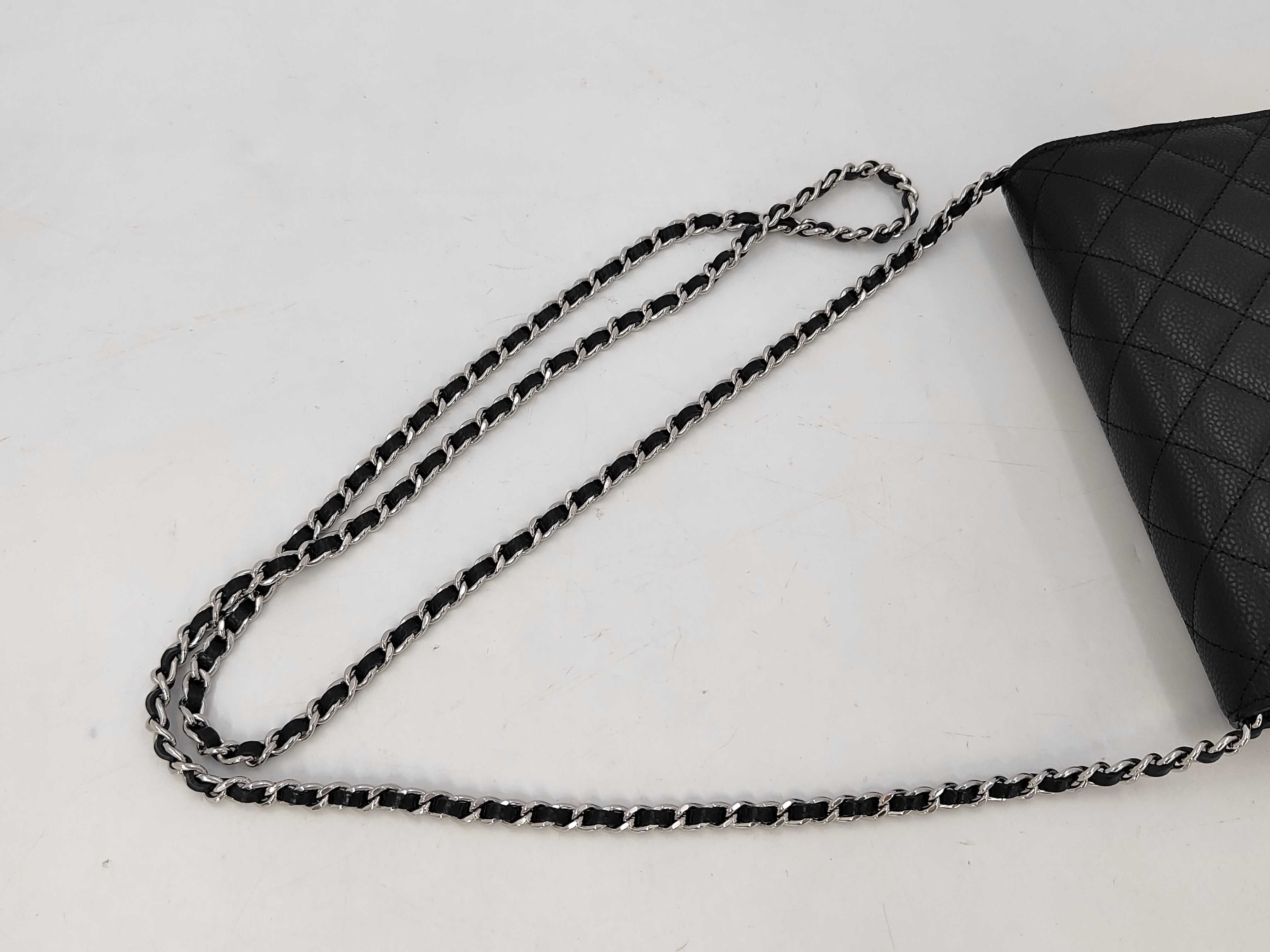 Matelassé Chain Wallet Chain Shoulder Bag Black IC Plate Shoulder Bag — view 5