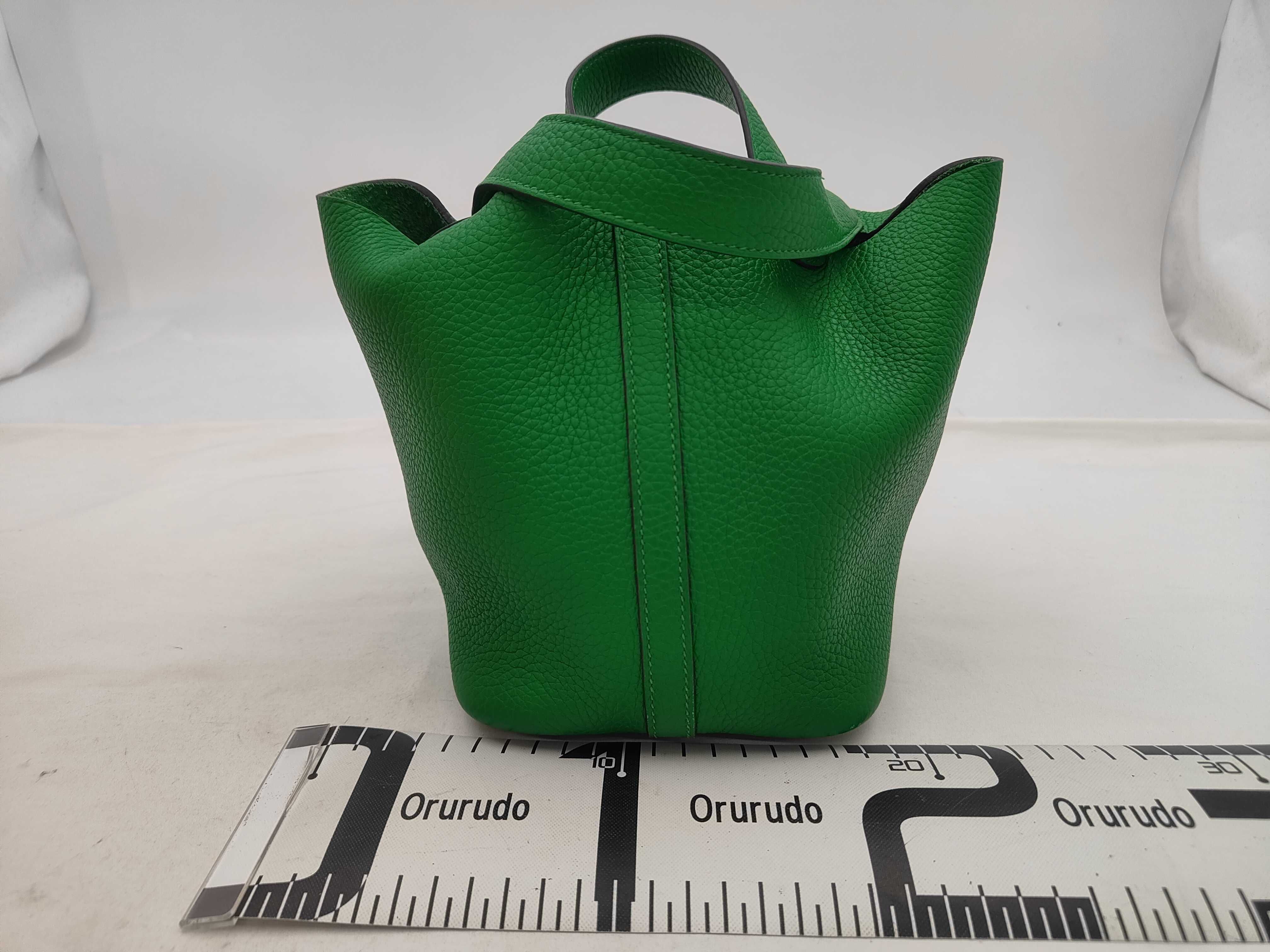 Picotin Lock PM Monochrome So Green Taurillon Clemence Bamboo Z Stamp Handbag — view 2