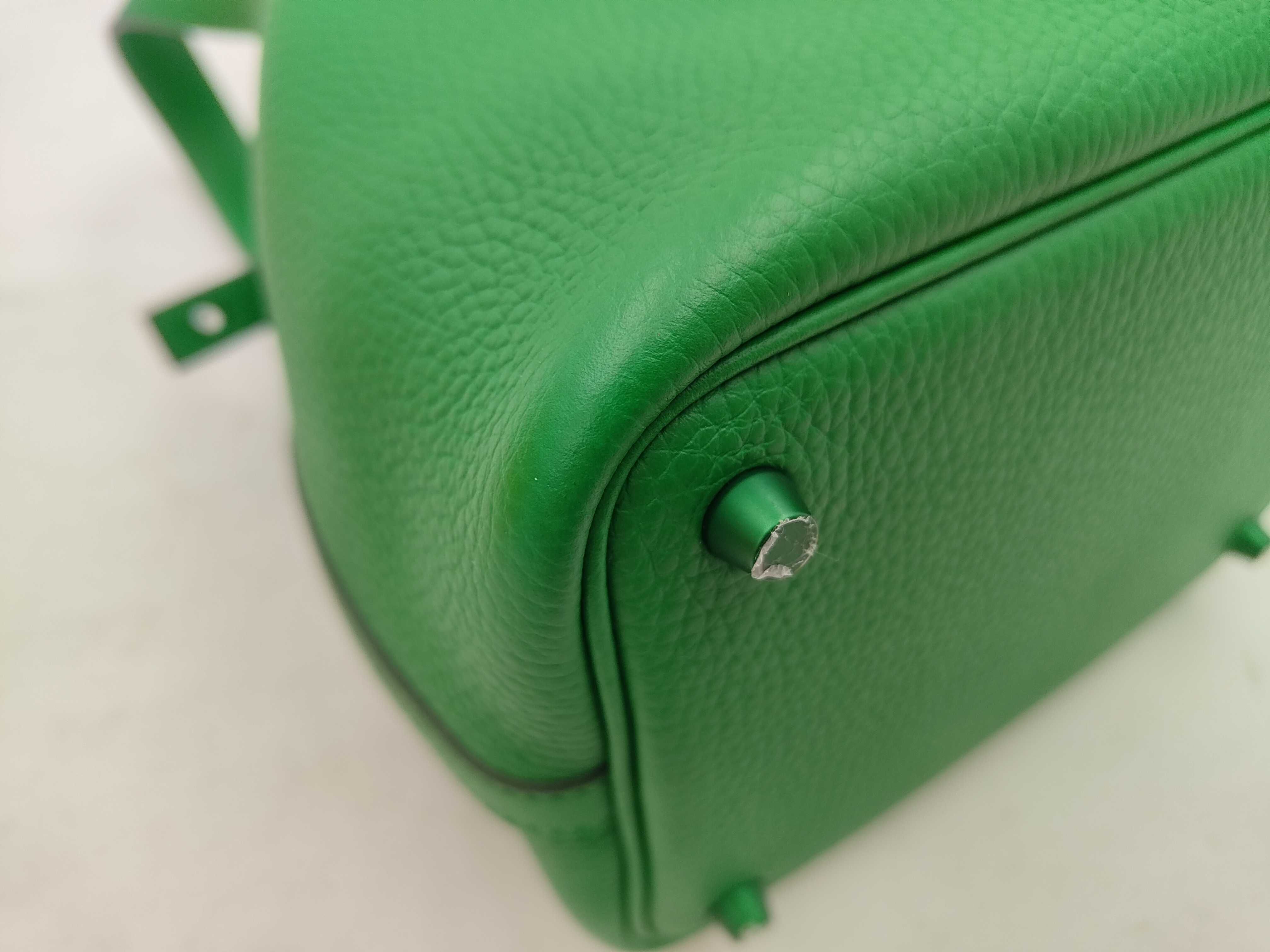 Picotin Lock PM Monochrome So Green Taurillon Clemence Bamboo Z Stamp Handbag — view 6