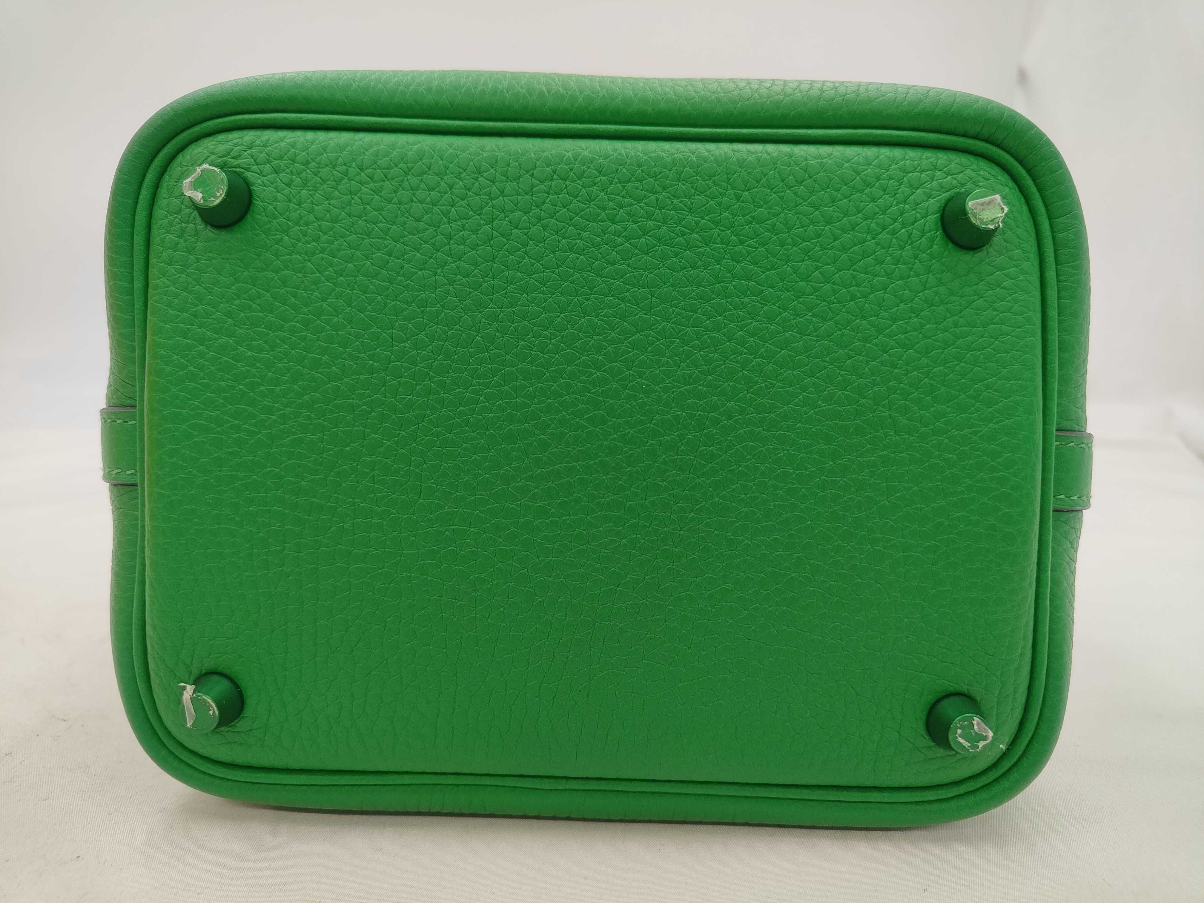 Picotin Lock PM Monochrome So Green Taurillon Clemence Bamboo Z Stamp Handbag — view 7