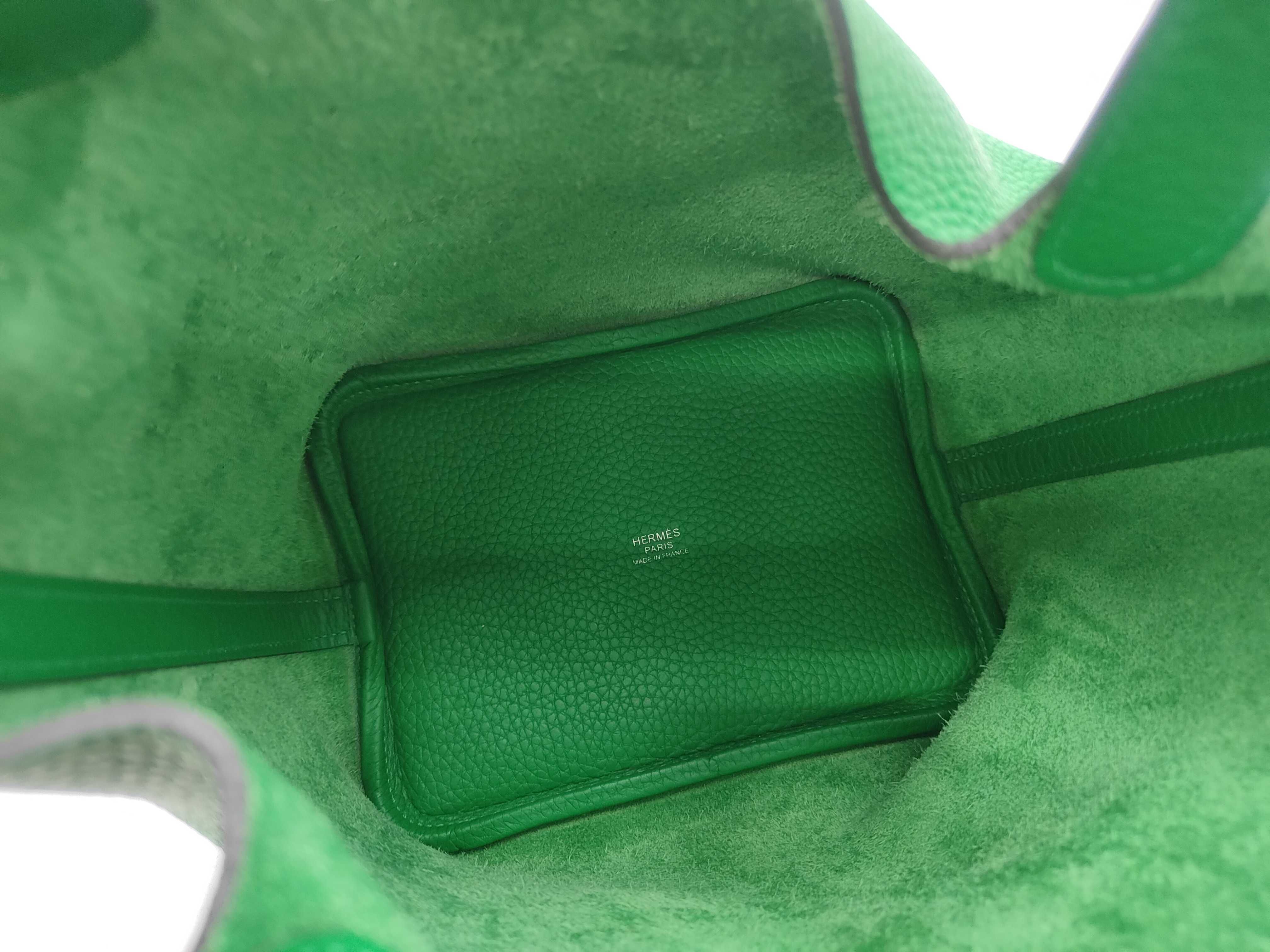 Picotin Lock PM Monochrome So Green Taurillon Clemence Bamboo Z Stamp Handbag — view 8