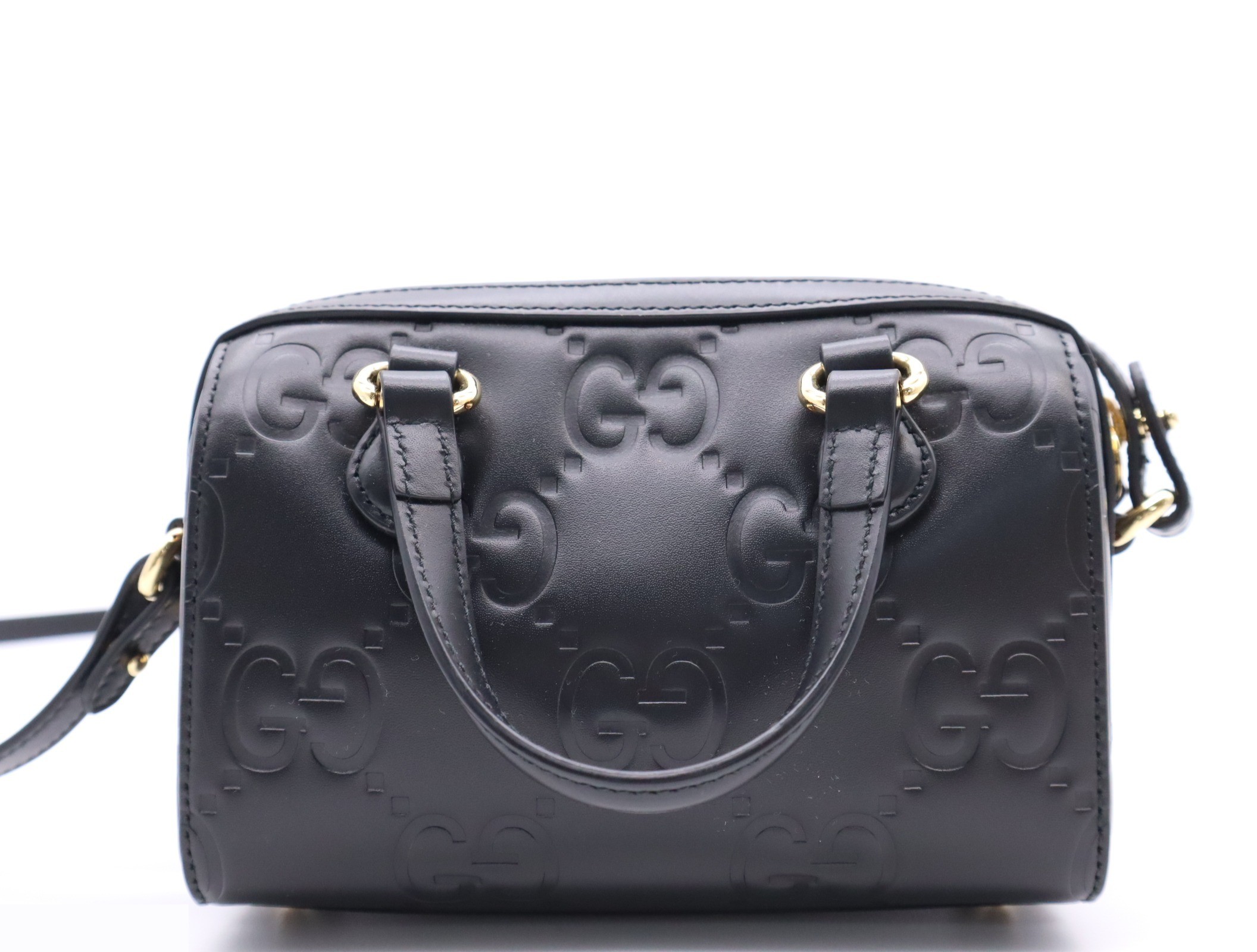 Leather GG Super Mini Boston Bag with Dust Bag — view 2