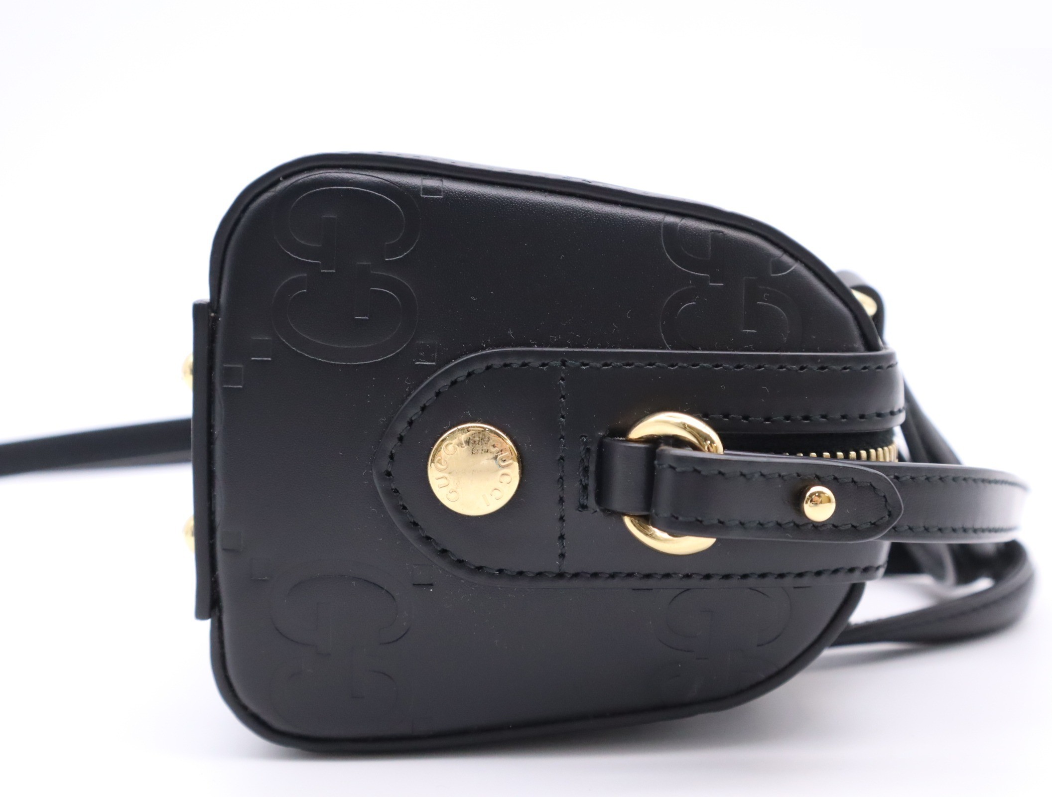 Leather GG Super Mini Boston Bag with Dust Bag — view 5