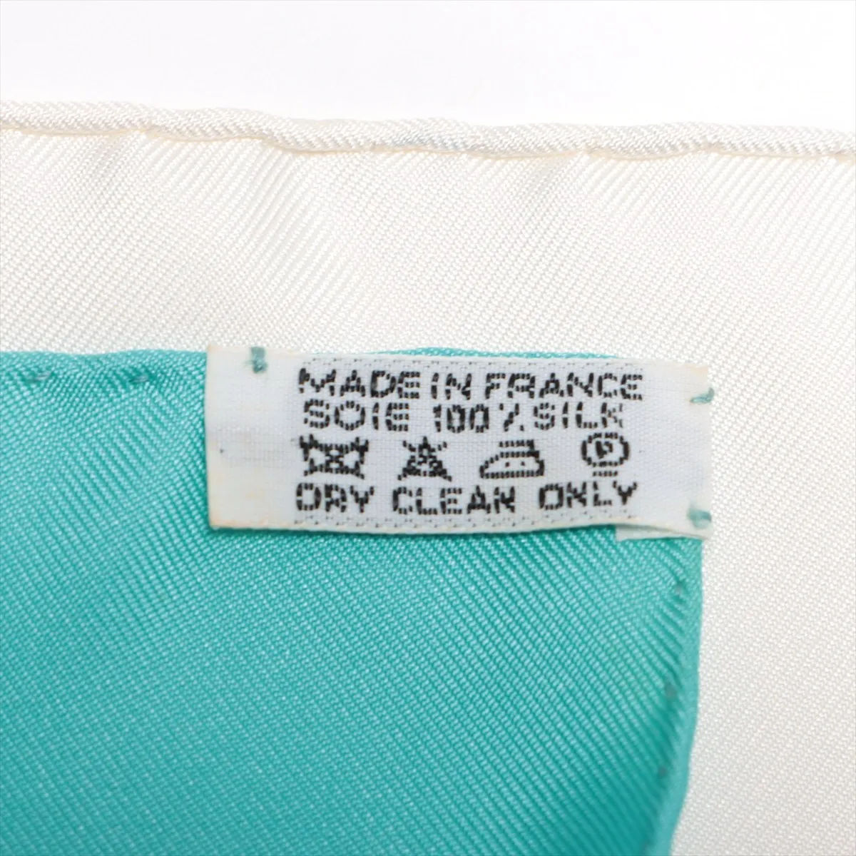 Carre 90 Clic Clac scarf, silk, blue. Shows wear, — view 7