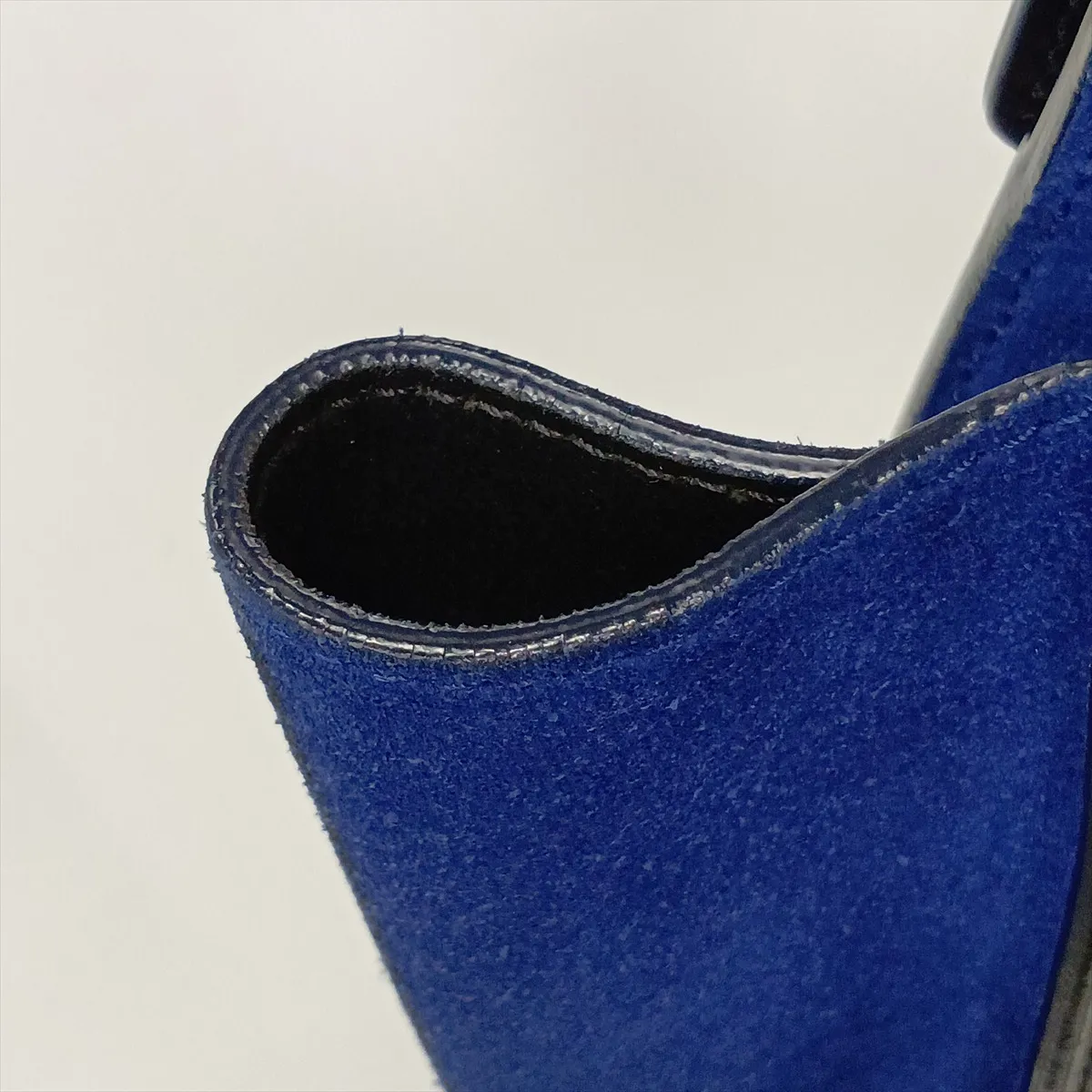 Luggage Micro Shopper Leather Handbag, Beige x Blue x Black — view 12