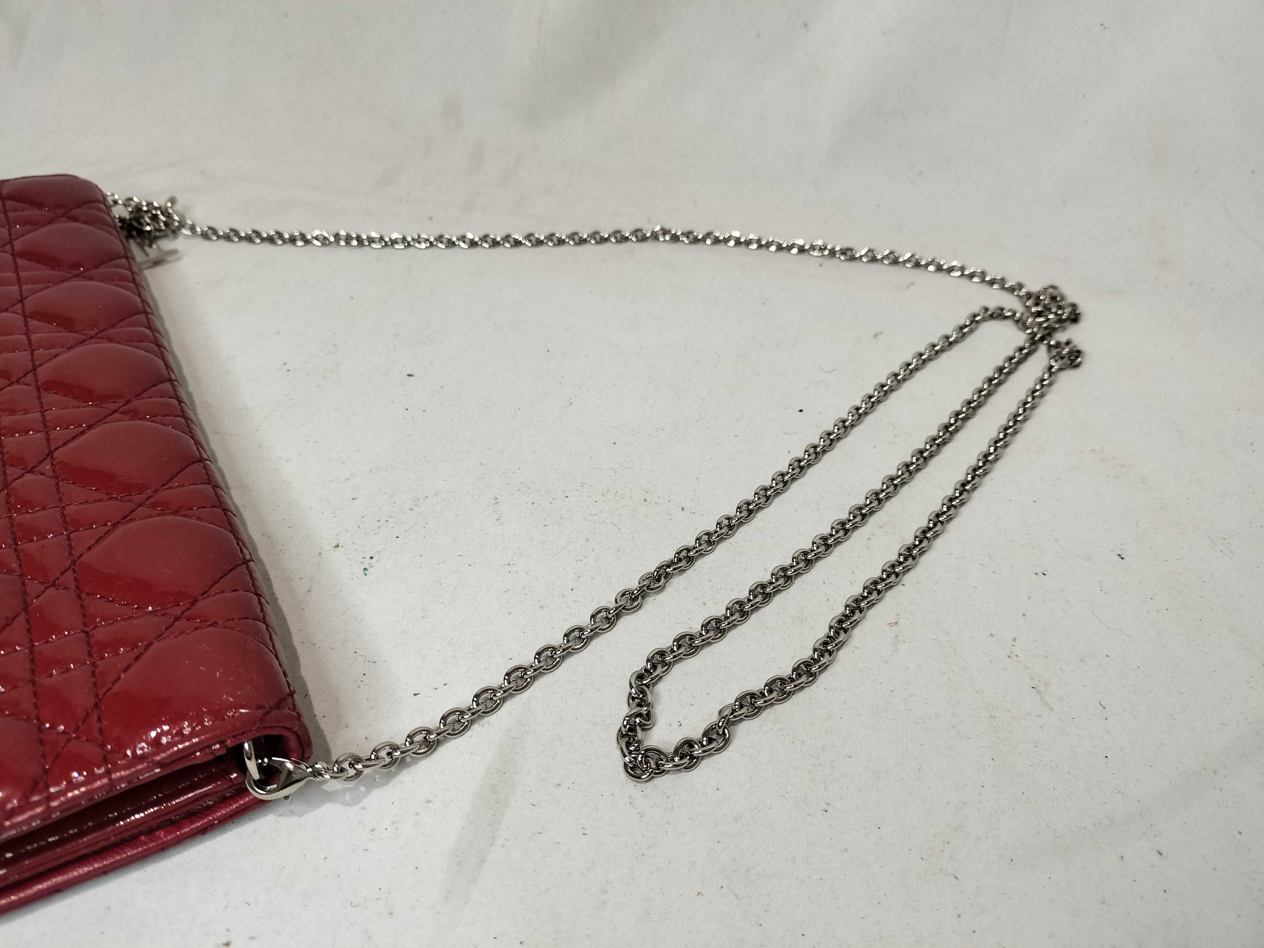 Lady Dior Chain Shoulder Bag (Red) — view 3