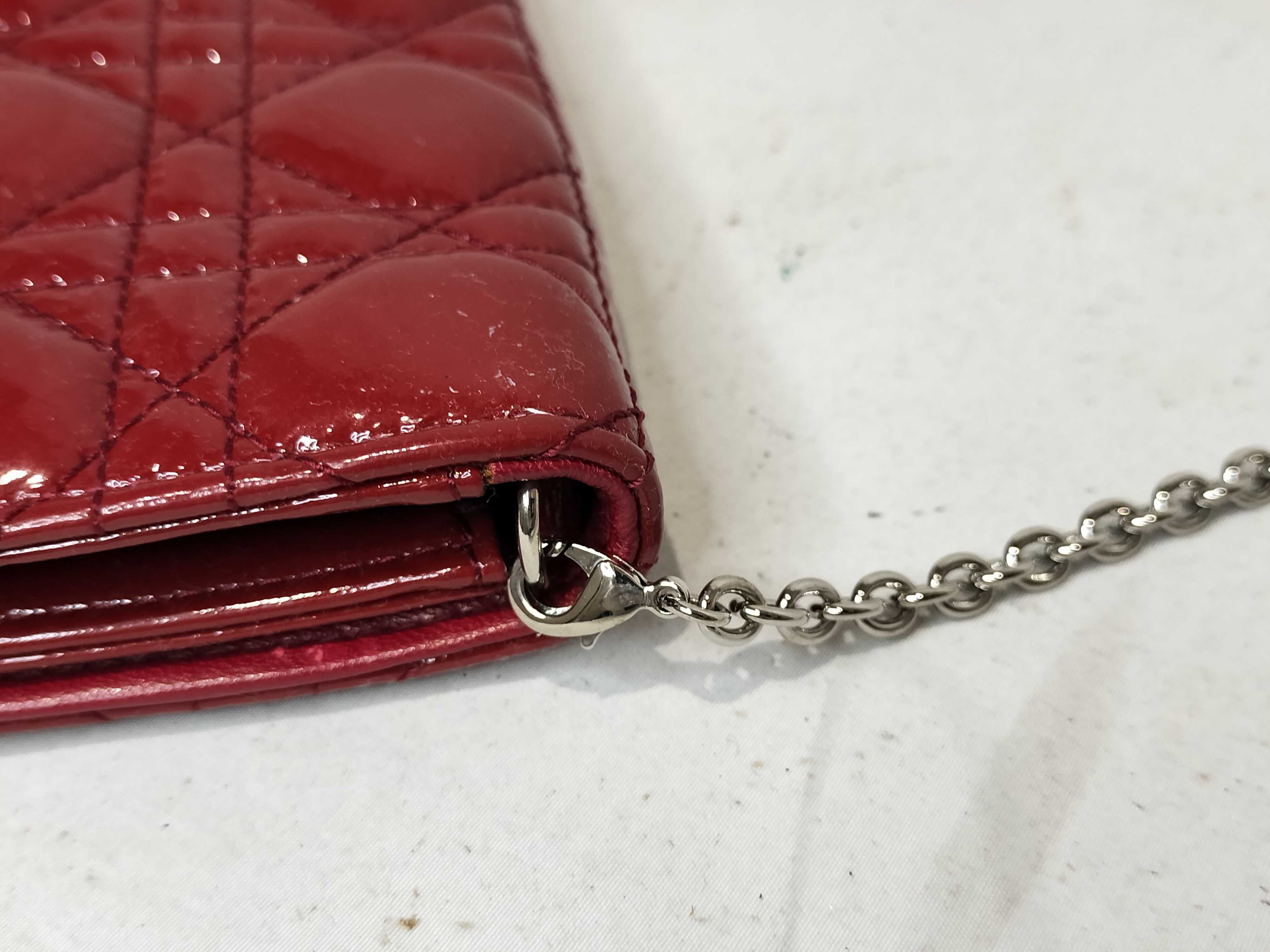 Lady Dior Chain Shoulder Bag (Red) — view 5