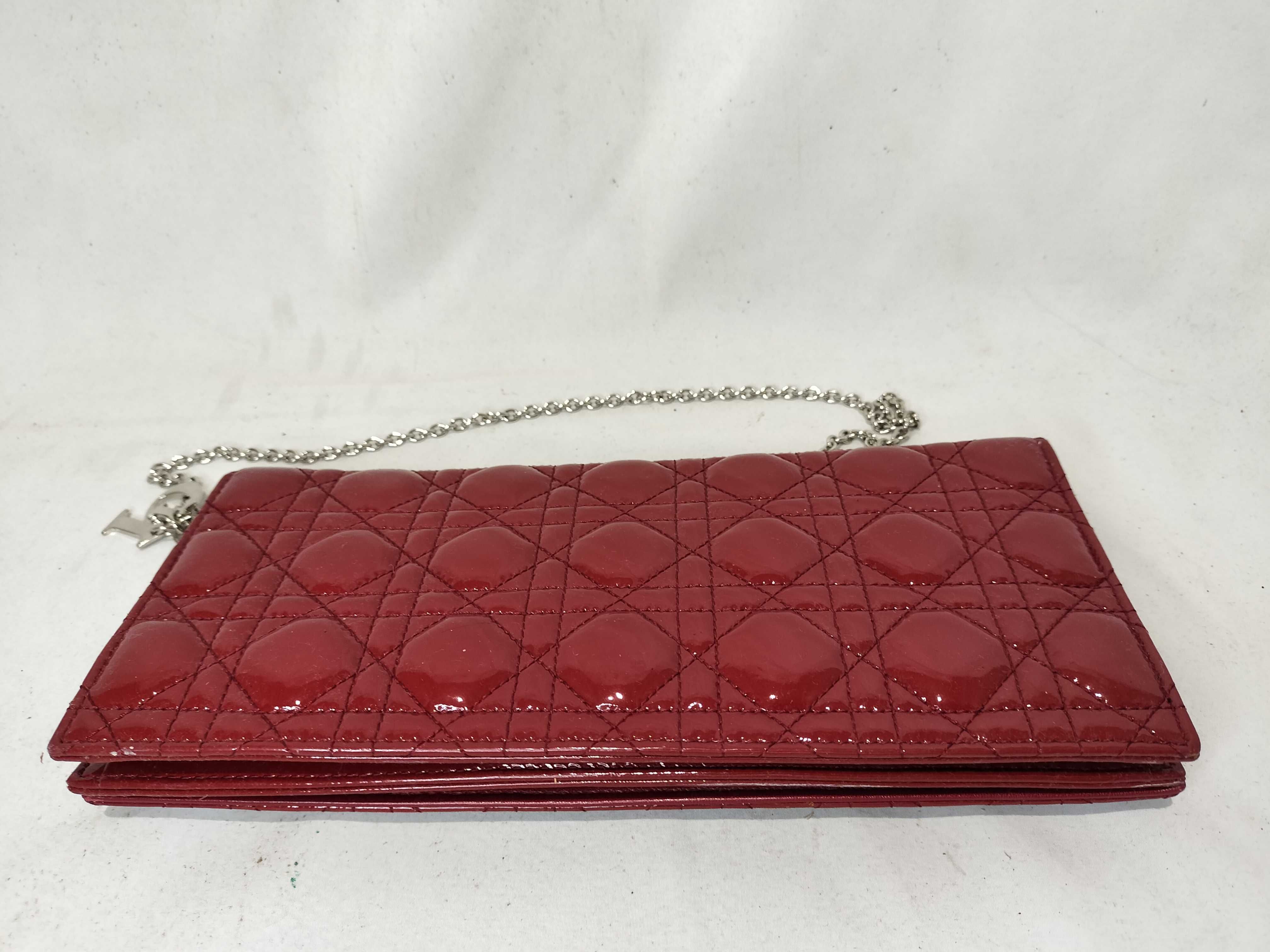 Lady Dior Chain Shoulder Bag (Red) — view 7