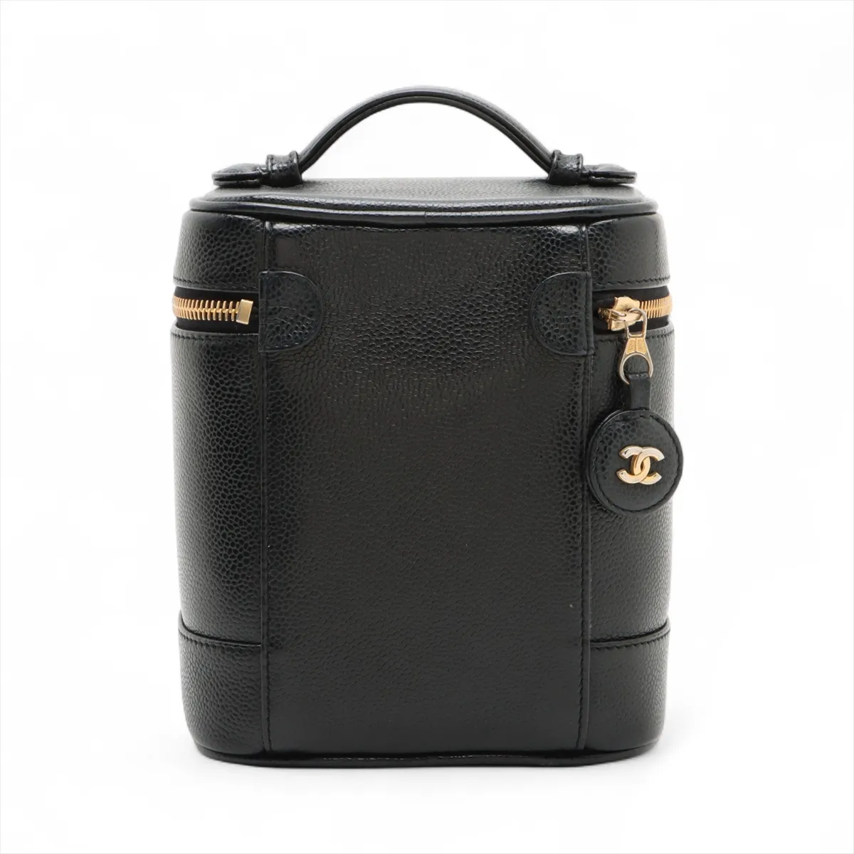 Cocomark caviar skin vanity bag black gold hardware 6856837 6th series — view 2