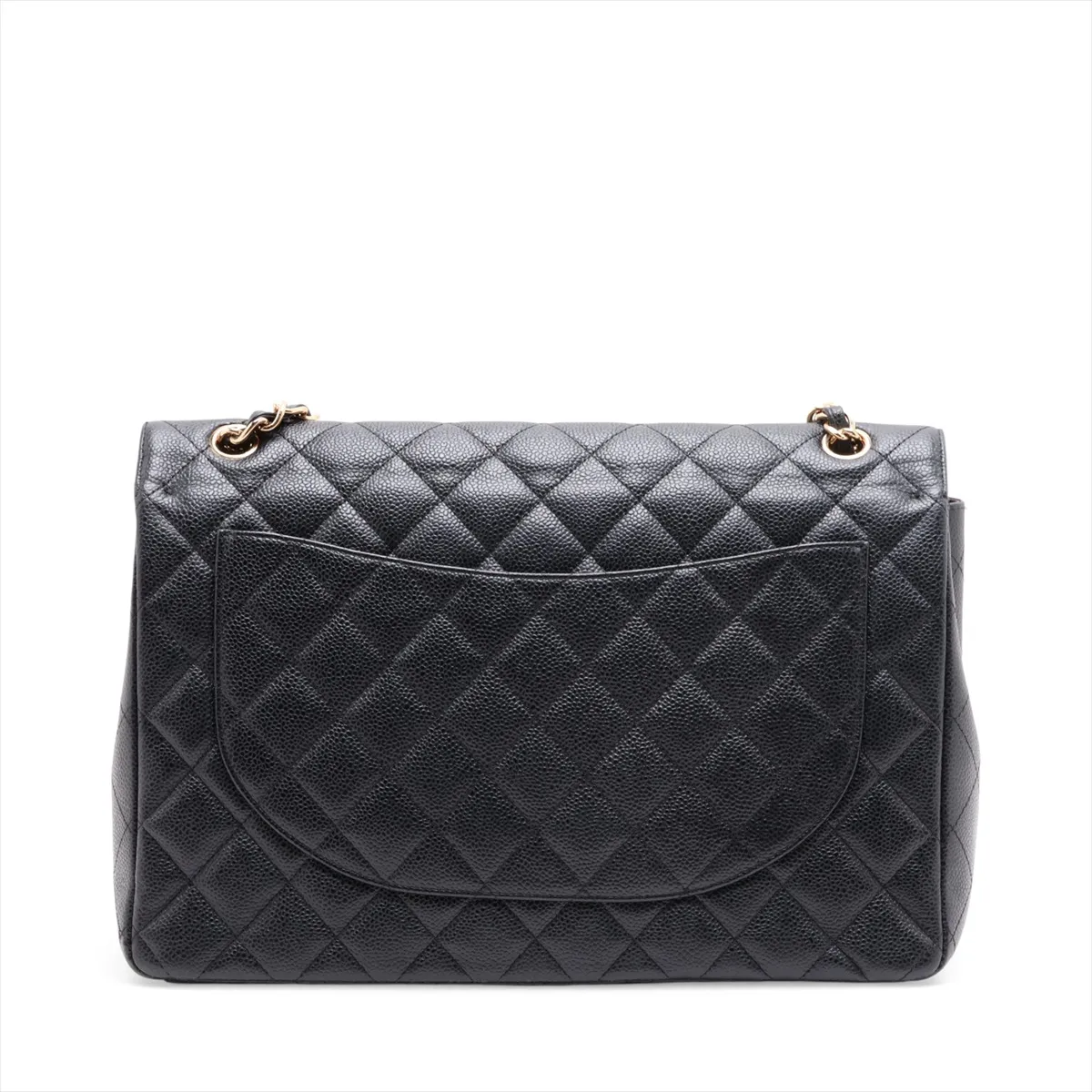 [Individually packaged] Chanel Large Matelassé 34 Maxi Caviar Skin Double Flap Double Chain Bag, Black with Gold Hardware, 1534772, Serial Number , A58601 — view 2