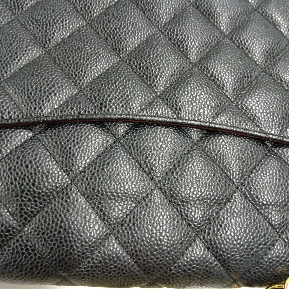[Individually packaged] Chanel Large Matelassé 34 Maxi Caviar Skin Double Flap Double Chain Bag, Black with Gold Hardware, 1534772, Serial Number , A58601 — view 14