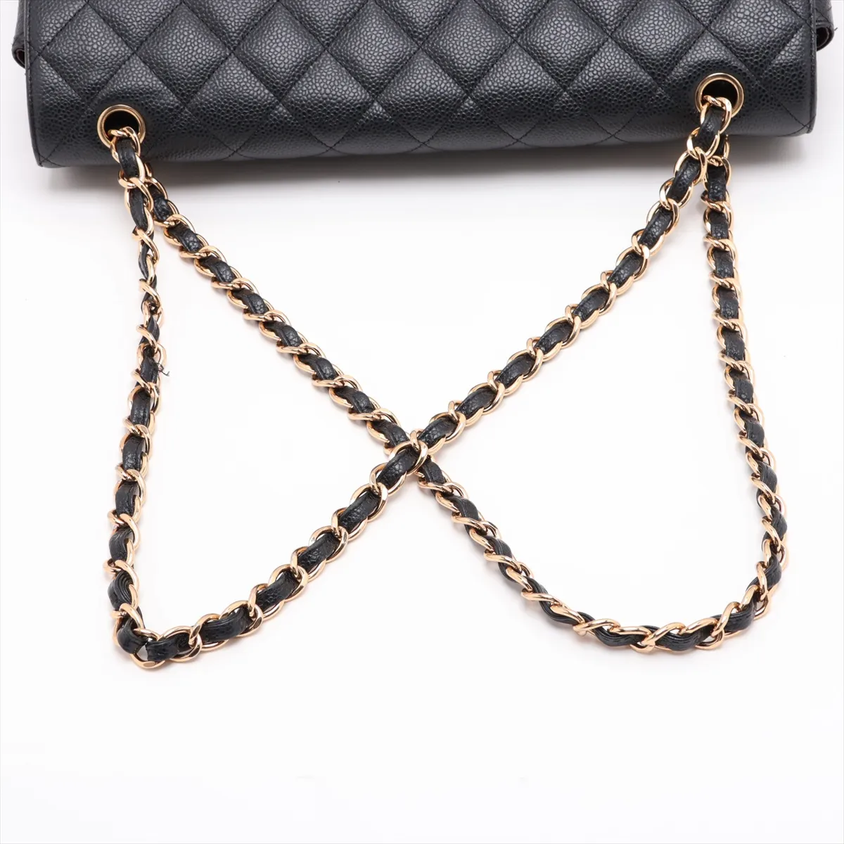 [Individually packaged] Chanel Large Matelassé 34 Maxi Caviar Skin Double Flap Double Chain Bag, Black with Gold Hardware, 1534772, Serial Number , A58601 — view 5