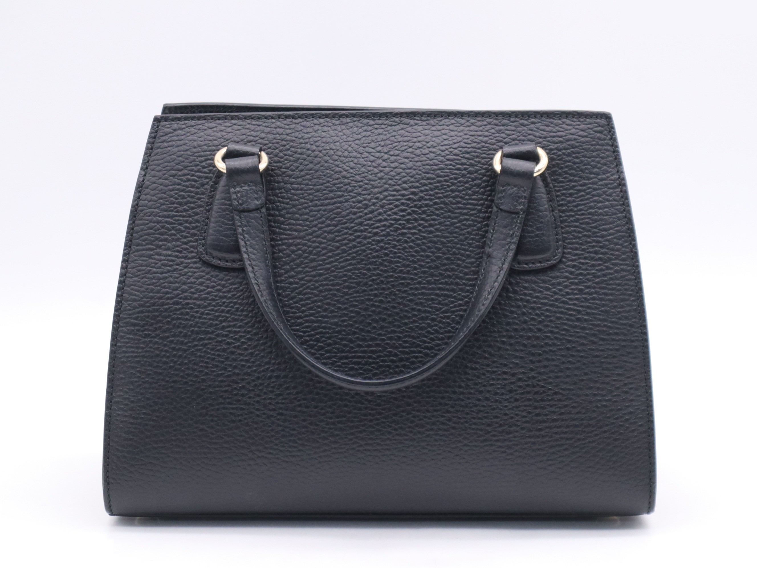 Leather Soho Interlocking G 2-Way Handbag, Black, Gold Hardware — view 2