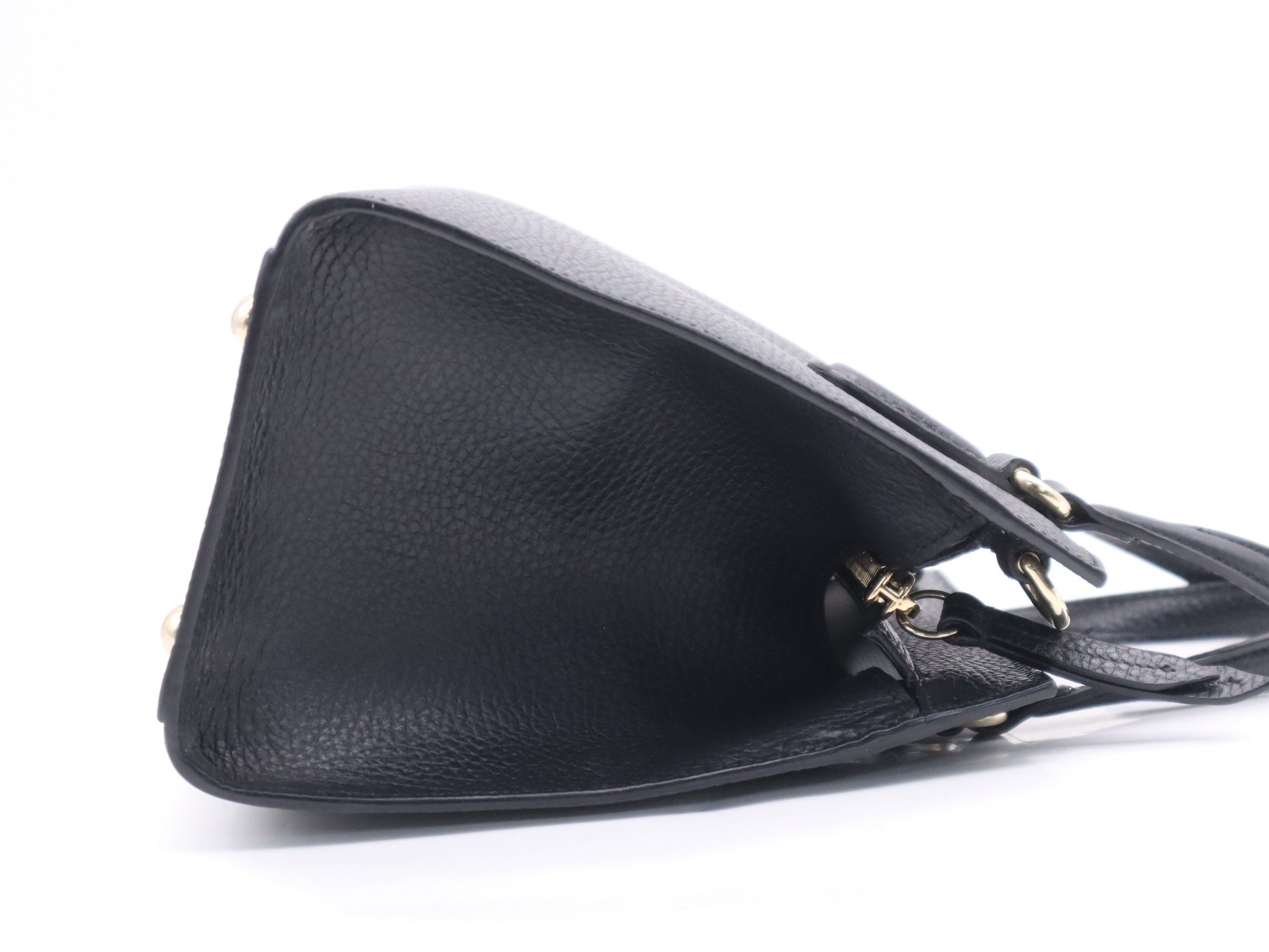 Leather Soho Interlocking G 2-Way Handbag, Black, Gold Hardware — view 5