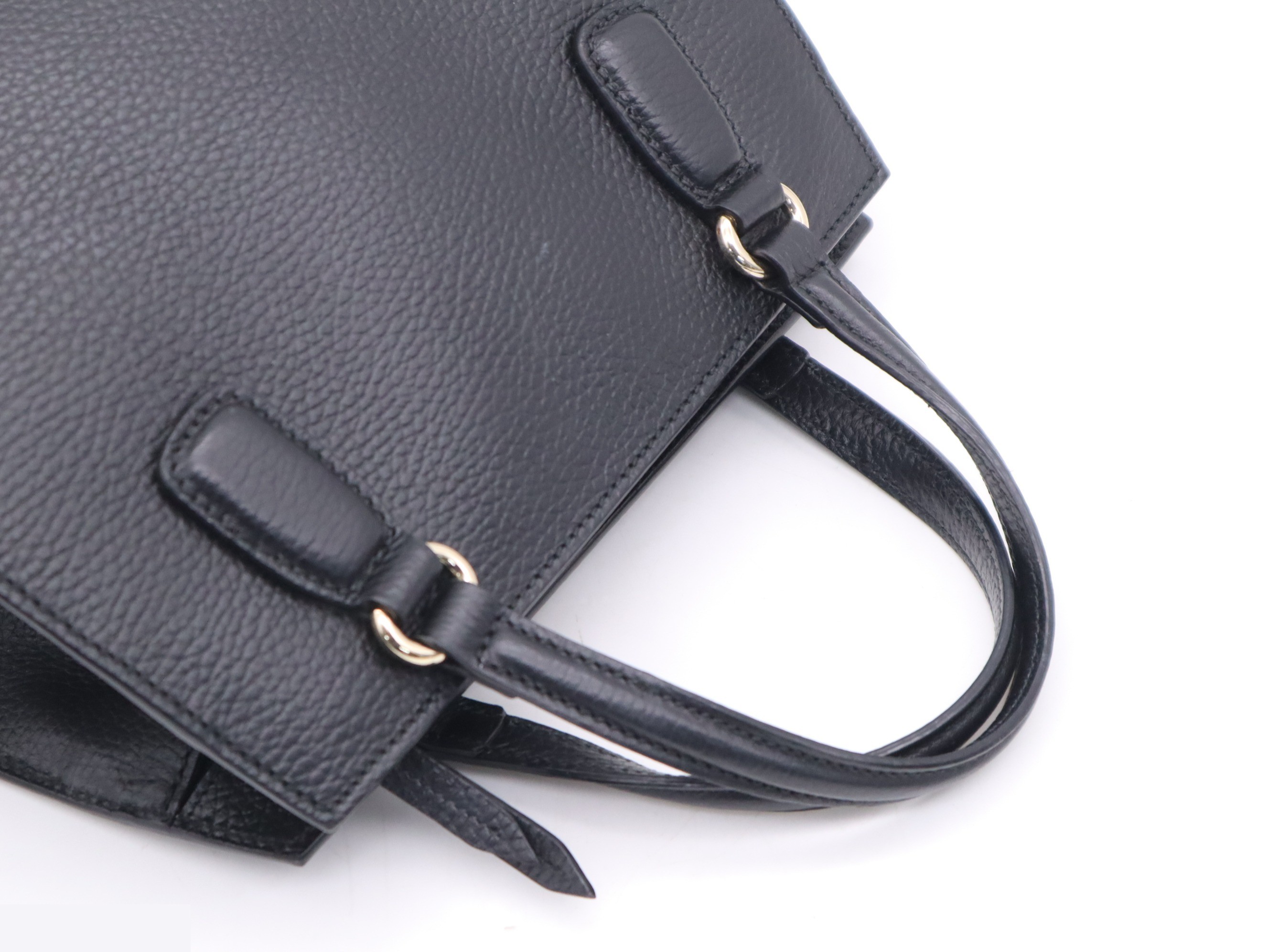 Leather Soho Interlocking G 2-Way Handbag, Black, Gold Hardware — view 6