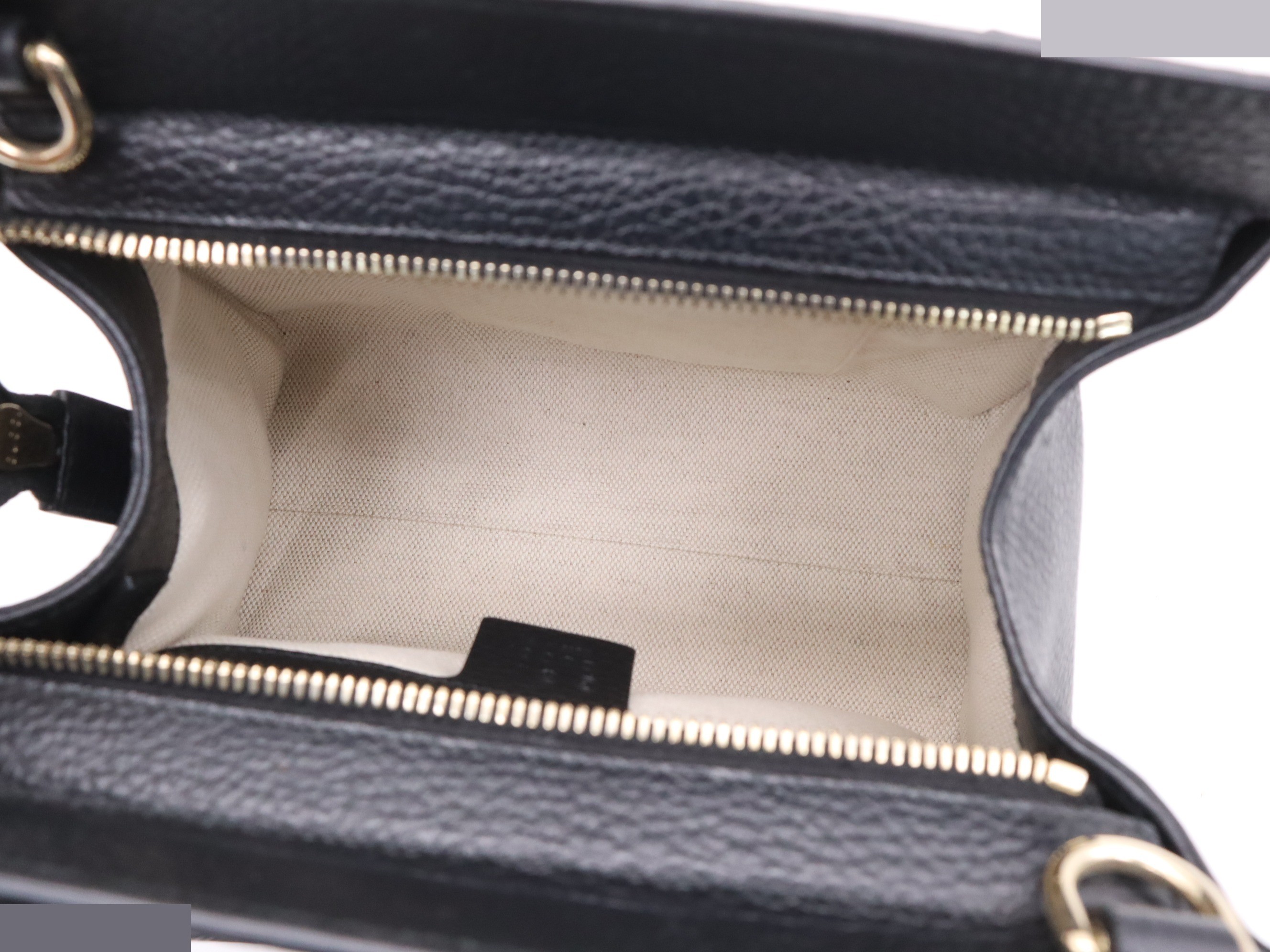Leather Soho Interlocking G 2-Way Handbag, Black, Gold Hardware — view 7