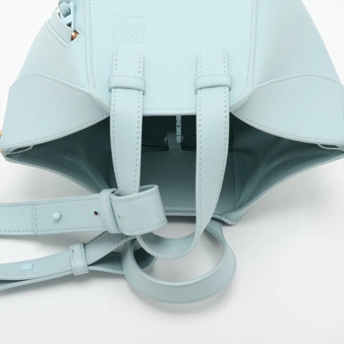 Hammock Compact Leather 2-Way Handbag, Blue — view 5