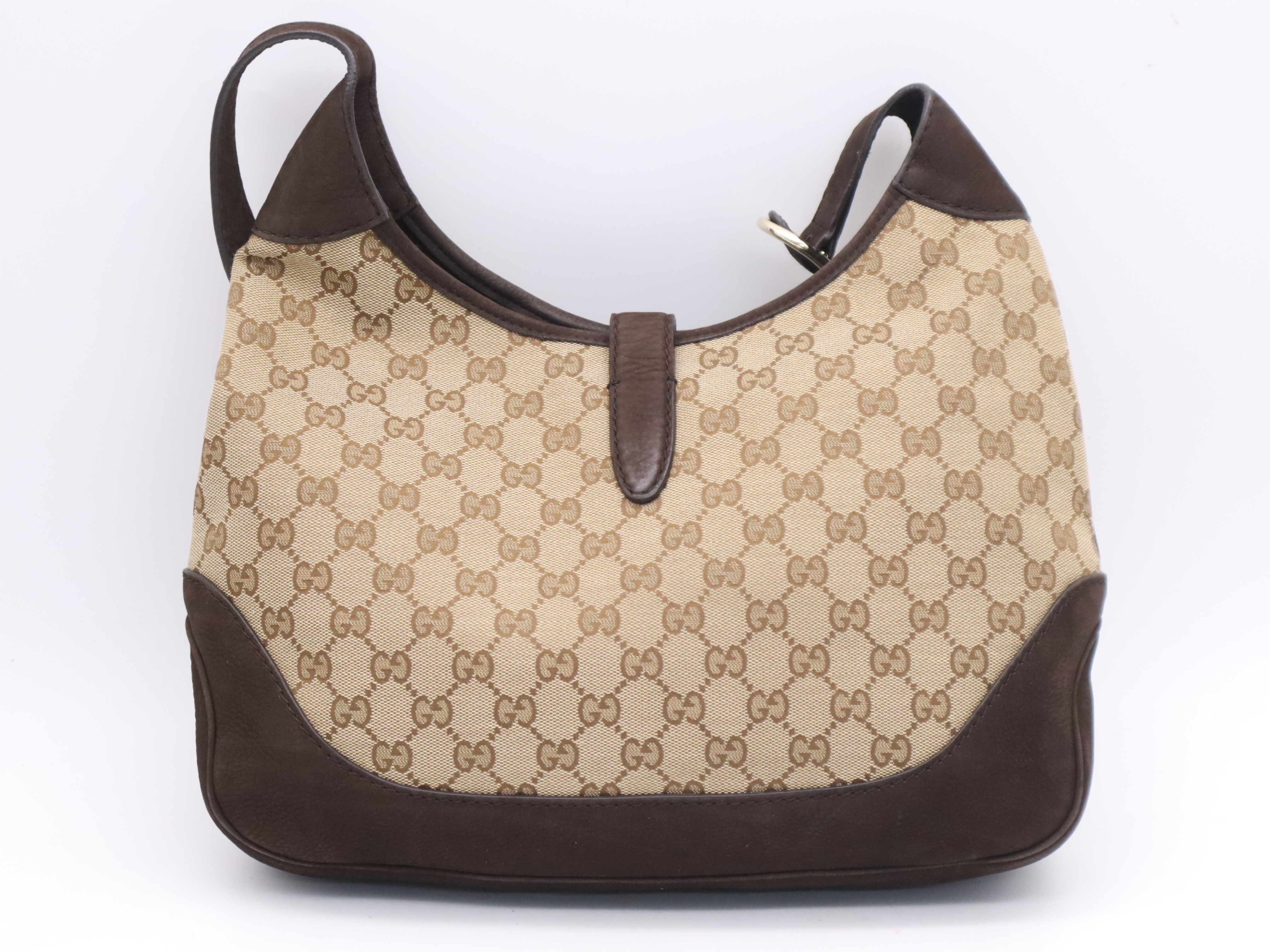 277520 GG Canvas x Leather Jackie Sherry Line Brown Gold Hardware Shoulder Bag — view 2