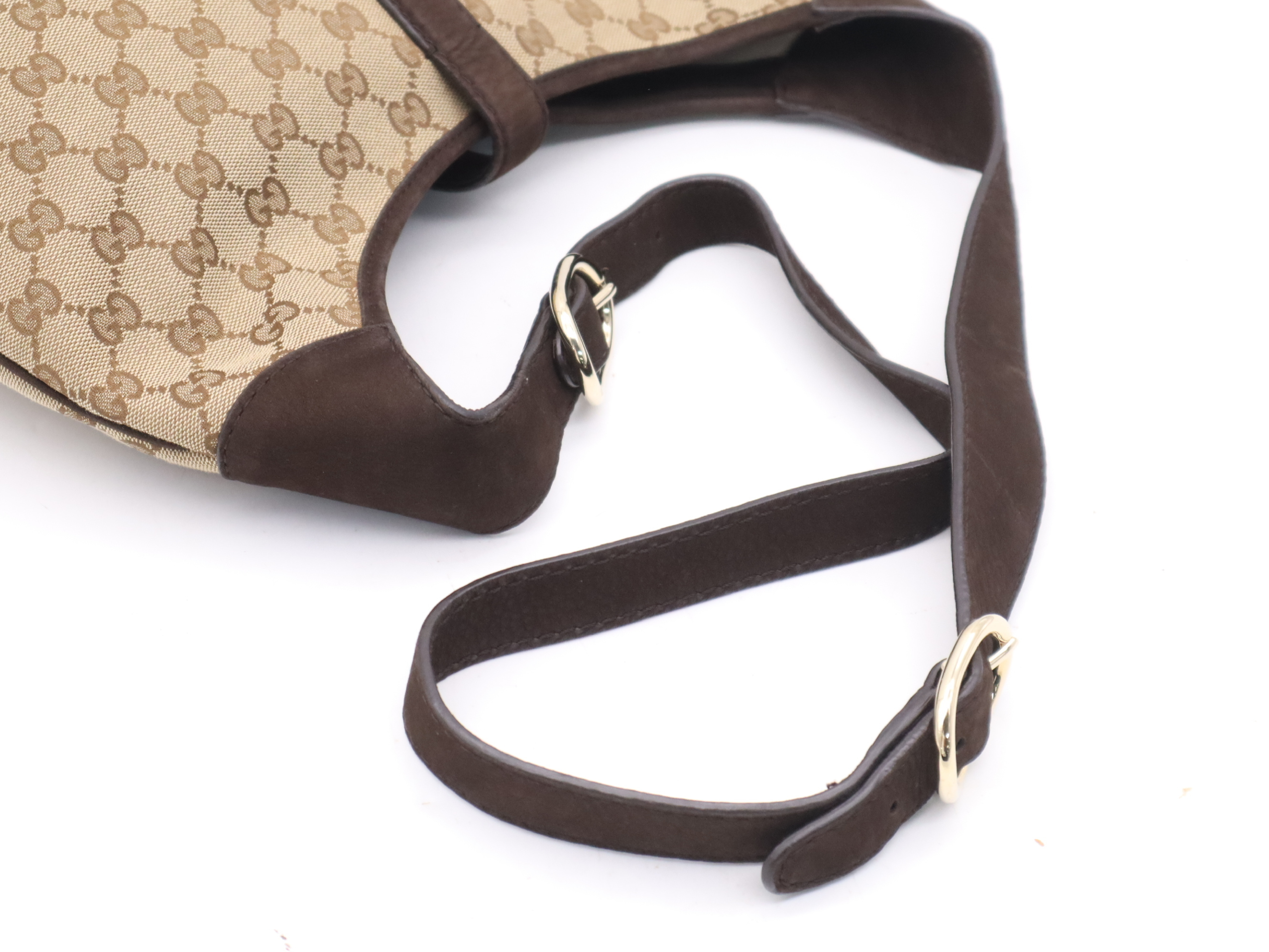 277520 GG Canvas x Leather Jackie Sherry Line Brown Gold Hardware Shoulder Bag — view 6