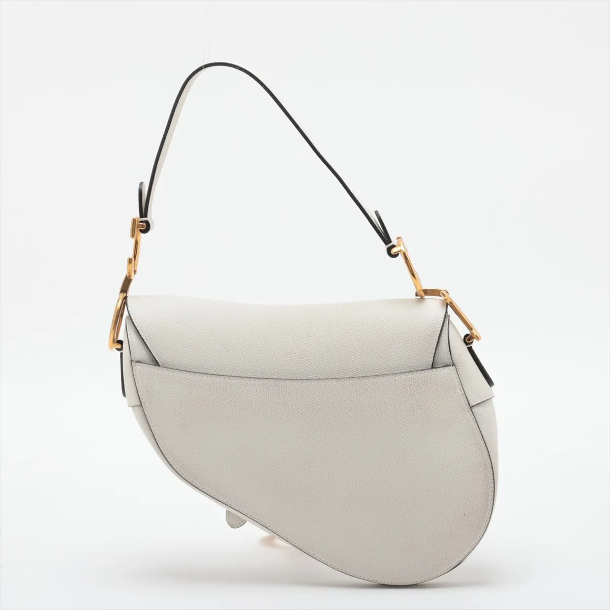 Saddle Leather Shoulder Bag, White — view 2