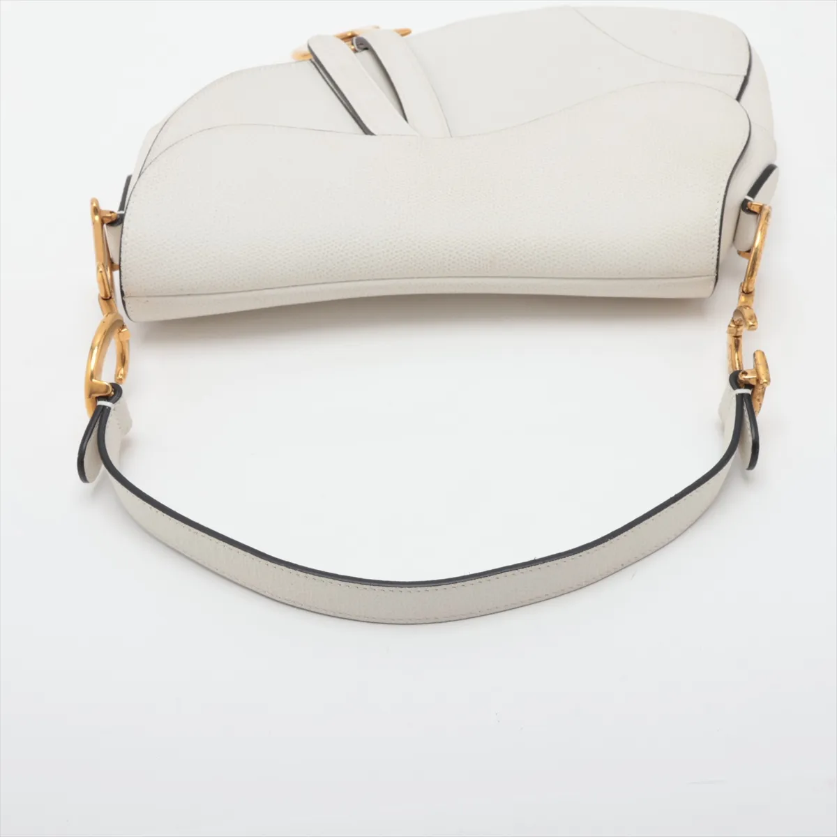 Saddle Leather Shoulder Bag, White — view 5