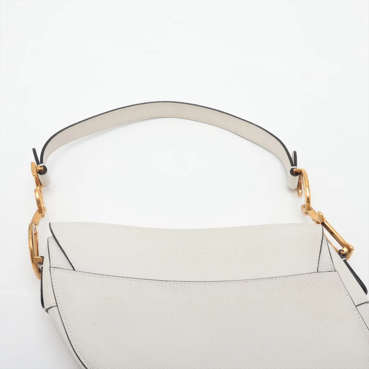 Saddle Leather Shoulder Bag, White — view 6