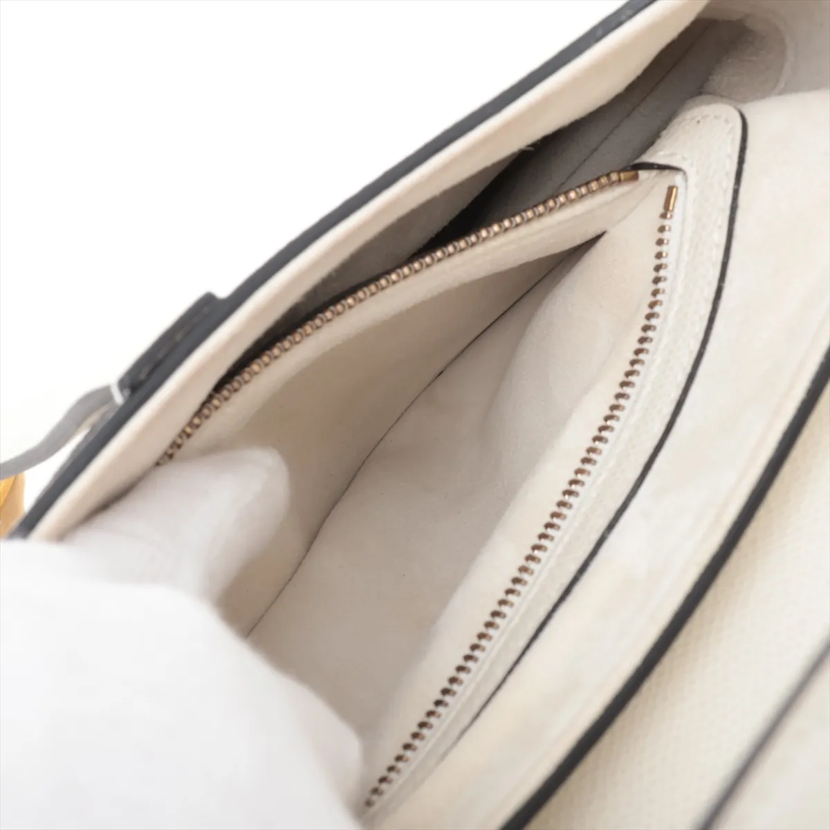 Saddle Leather Shoulder Bag, White — view 8
