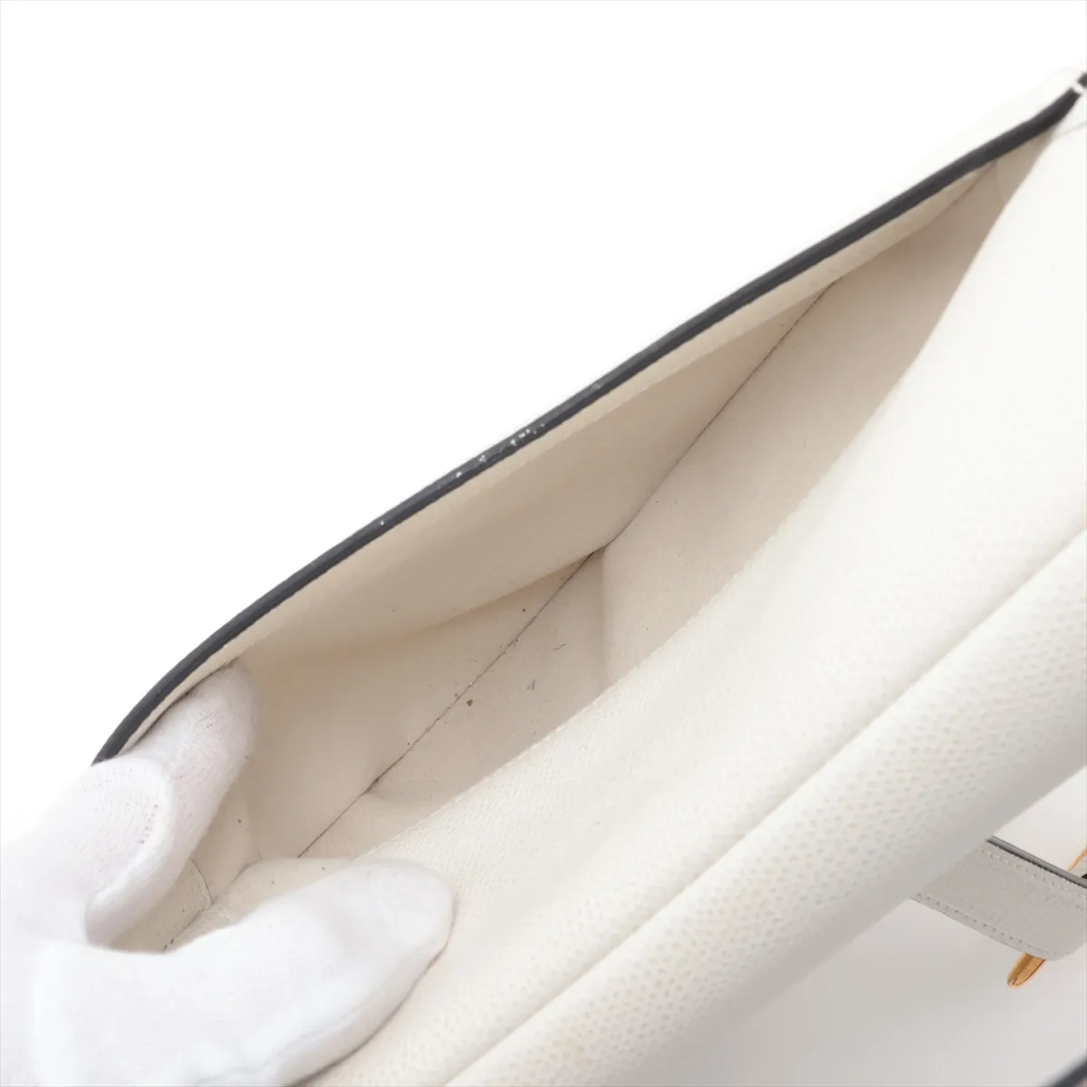 Saddle Leather Shoulder Bag, White — view 9