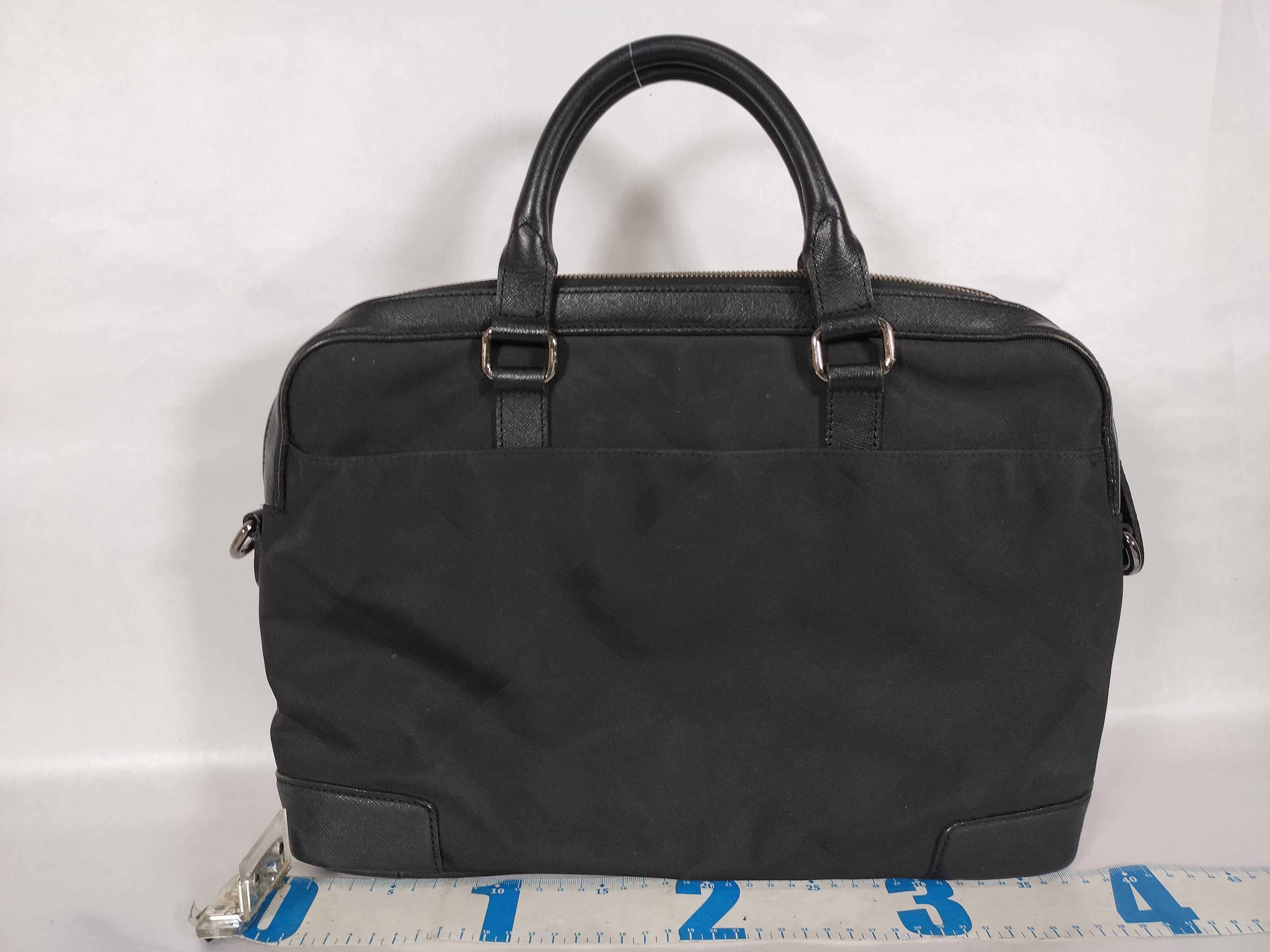 BLACK LABEL Shadow Check Business Bag Briefcase Nylon x Leather Black Business Bag — view 2
