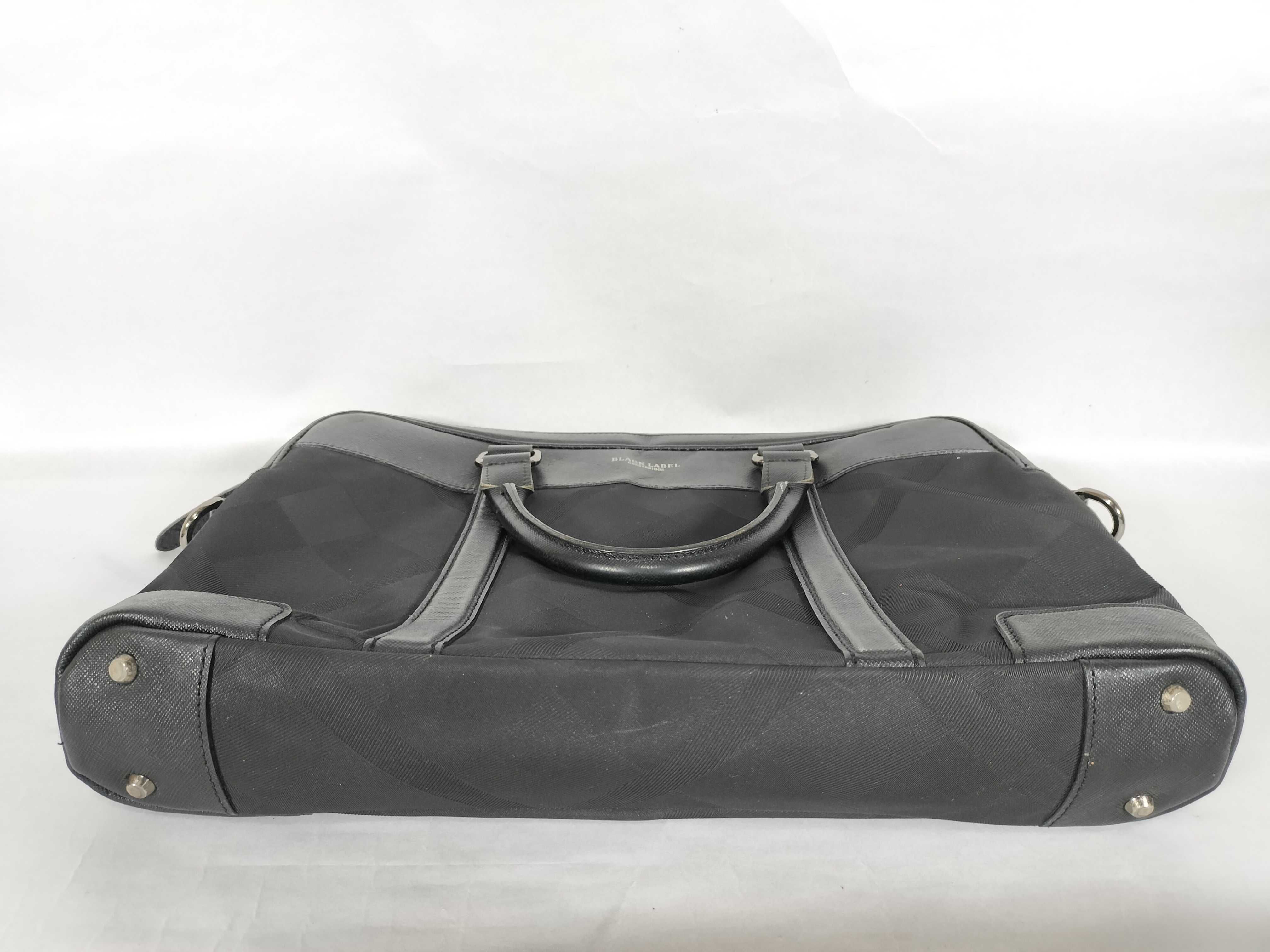 BLACK LABEL Shadow Check Business Bag Briefcase Nylon x Leather Black Business Bag — view 7
