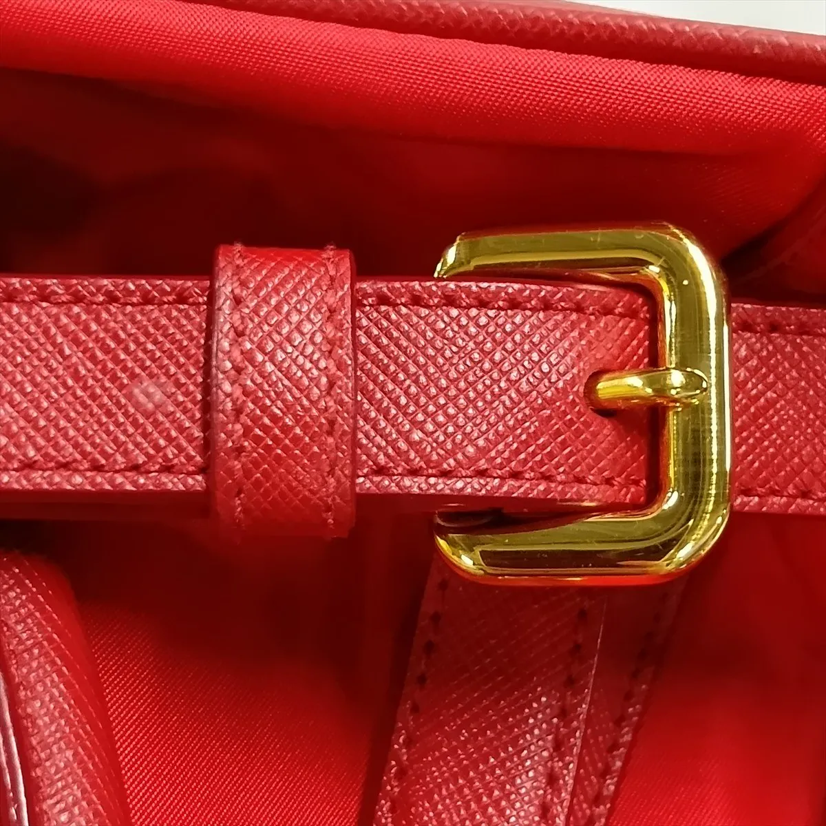 Tessuto Saffiano Nylon x Leather 2-Way Handbag, Red — view 13