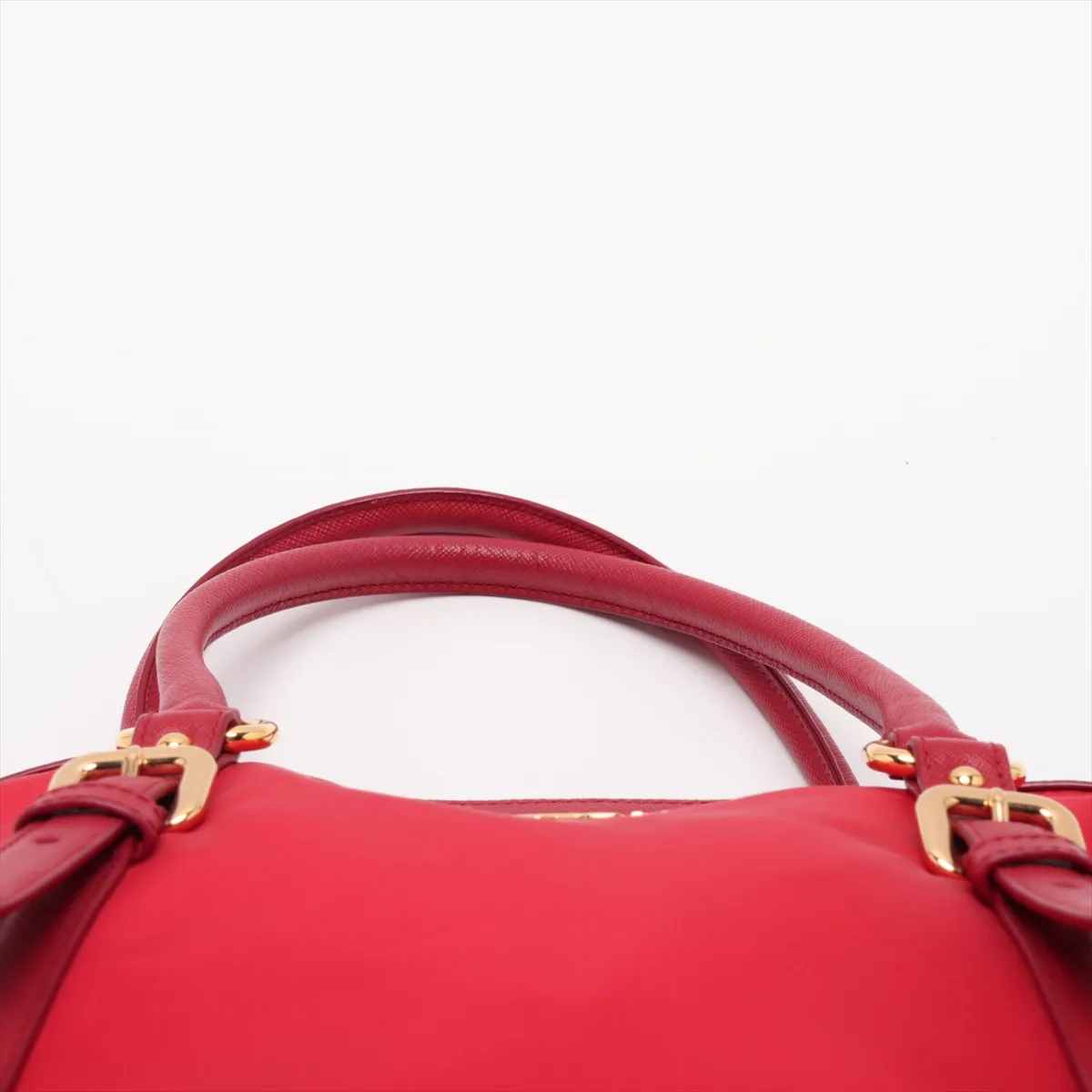 Tessuto Saffiano Nylon x Leather 2-Way Handbag, Red — view 6