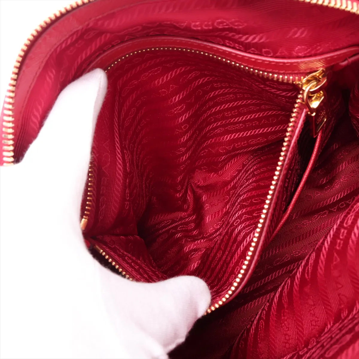 Tessuto Saffiano Nylon x Leather 2-Way Handbag, Red — view 10