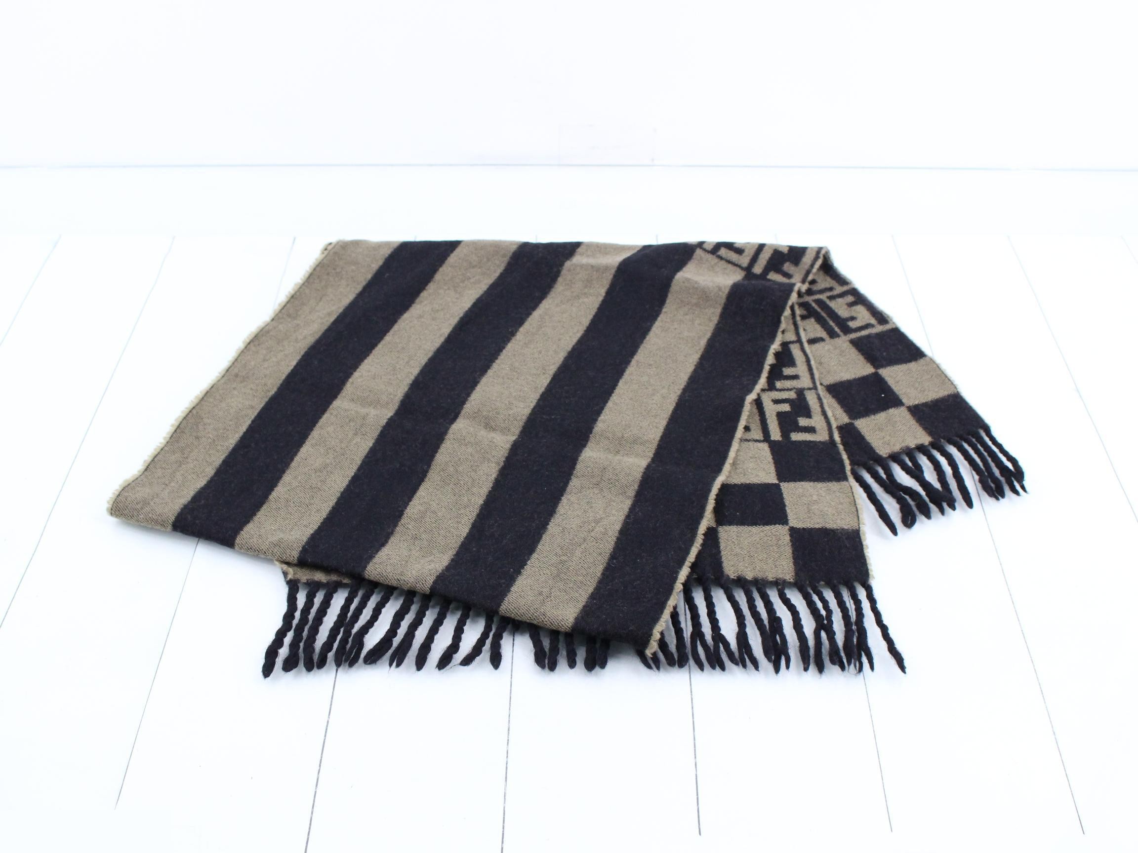 Zucca Stripe Scarf, Green and Black — view 3