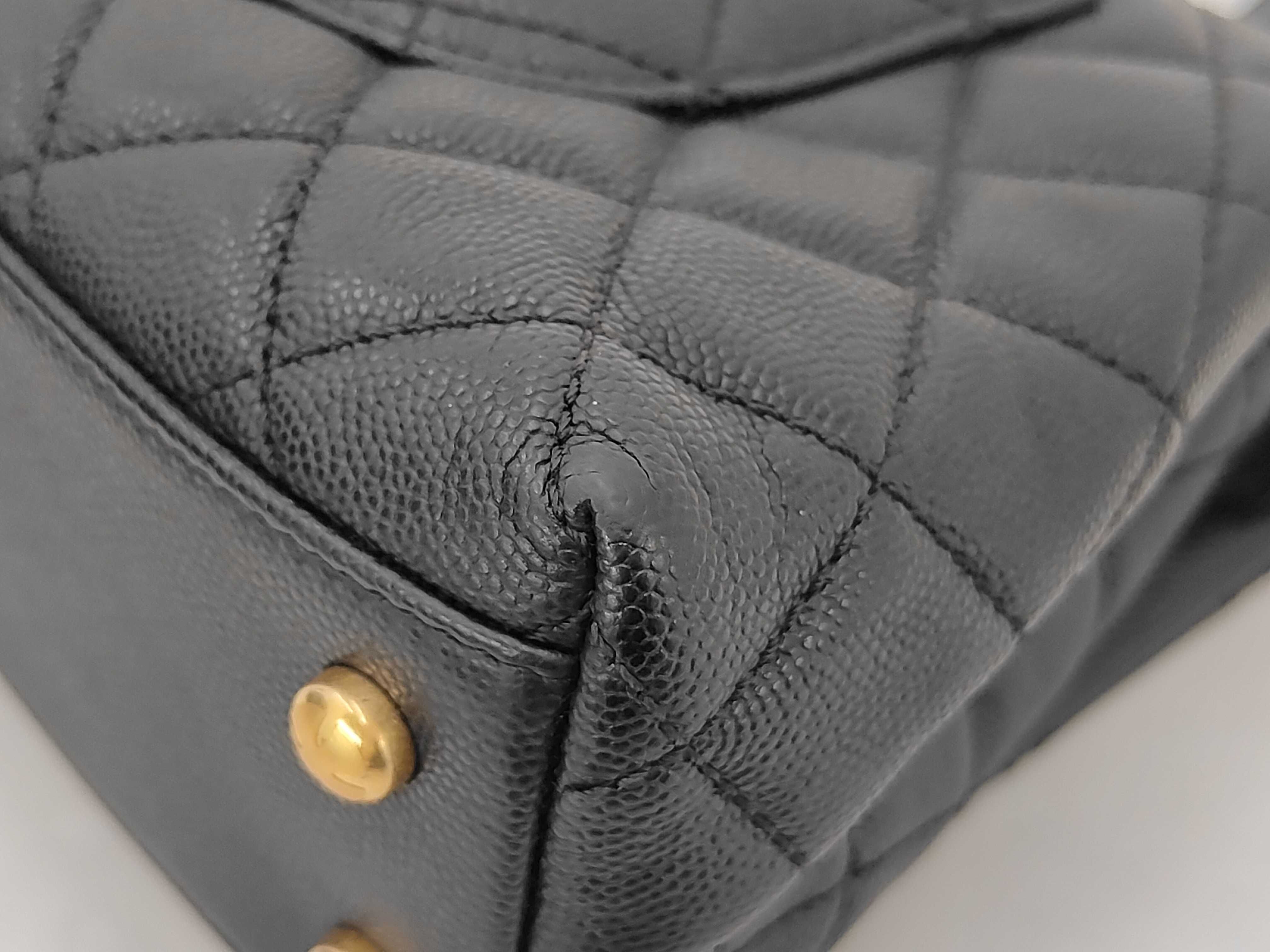 Coco Handle Small Matelassé Caviar Black GP Shoulder Bag — view 3
