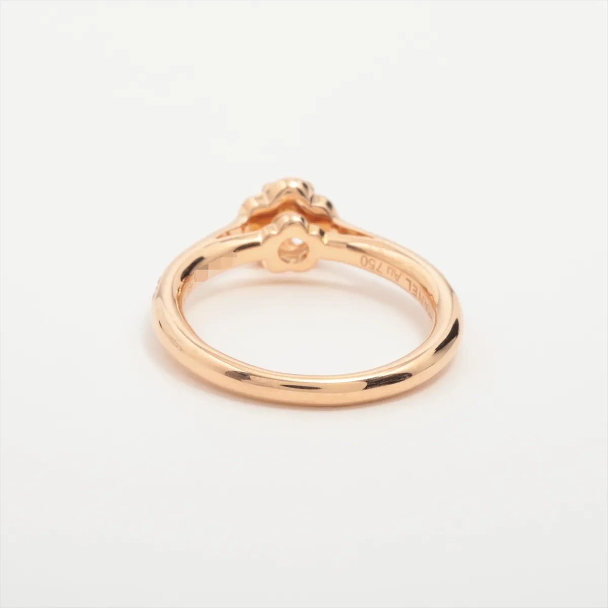 Camellia Diamond Ring, 750 (PG), 3.4g, 0.26ct diamond, F clarity, VVS2 cut, 3EX finish, NONE finish, size 49, initials CH9087, — view 2