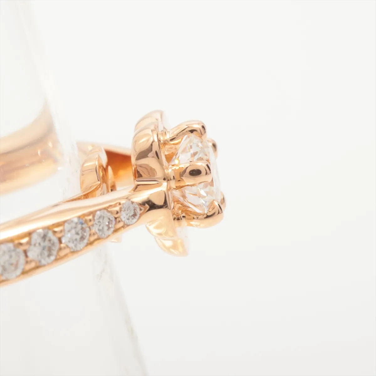 Camellia Diamond Ring, 750 (PG), 3.4g, 0.26ct diamond, F clarity, VVS2 cut, 3EX finish, NONE finish, size 49, initials CH9087, — view 7
