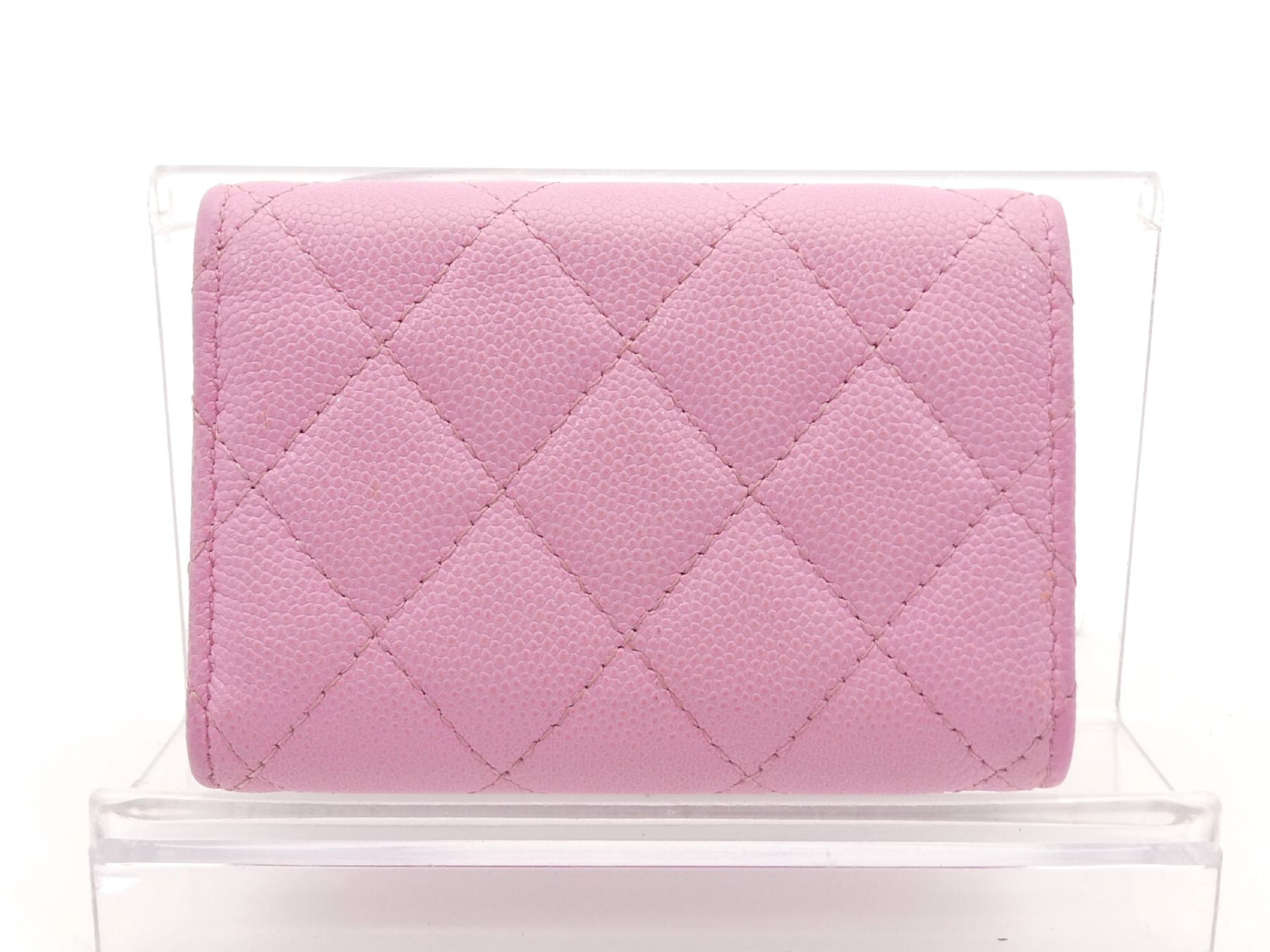 Matelassé Caviar Skin Coco Mark Tri-fold Wallet — view 2