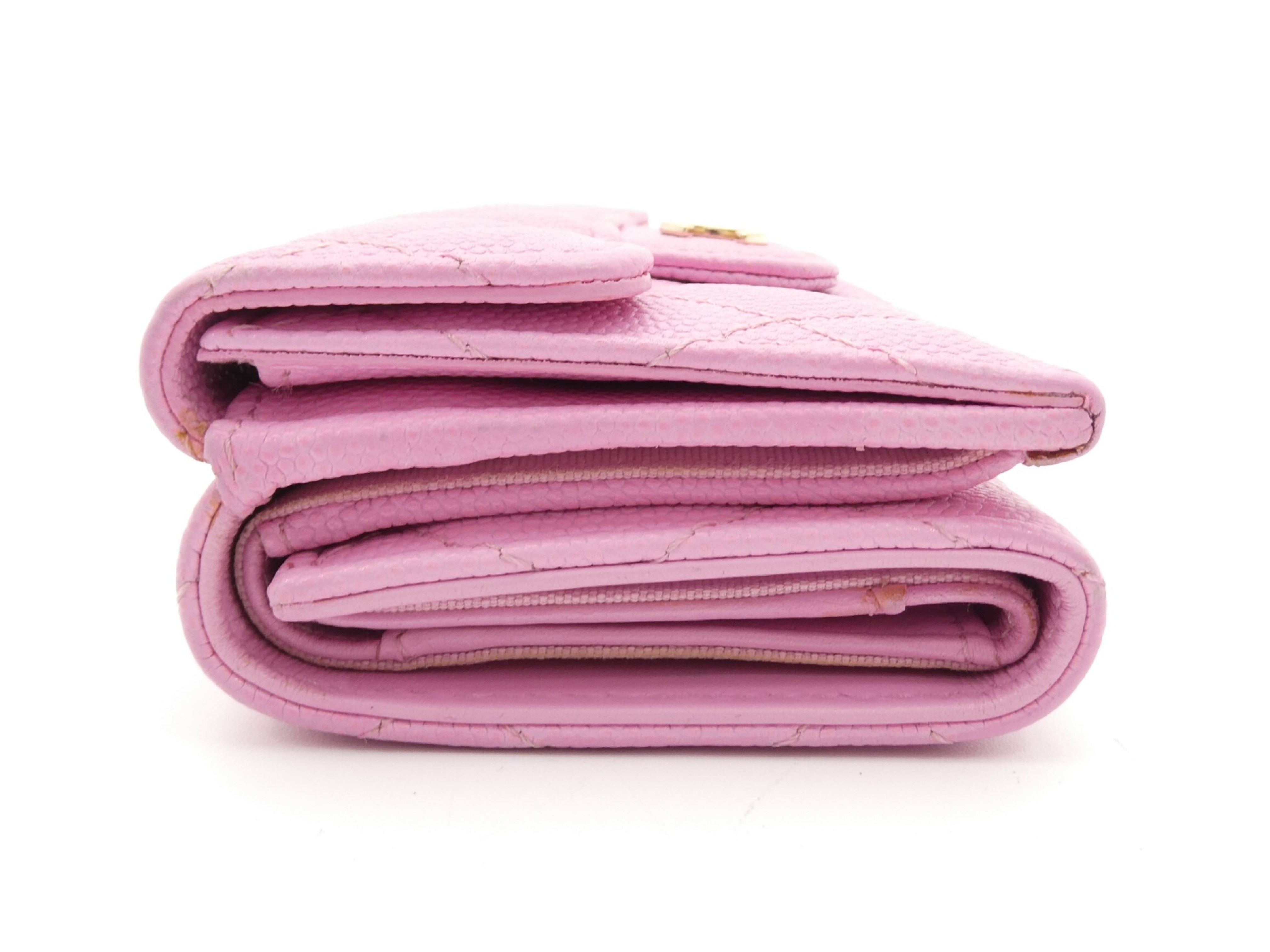 Matelassé Caviar Skin Coco Mark Tri-fold Wallet — view 4