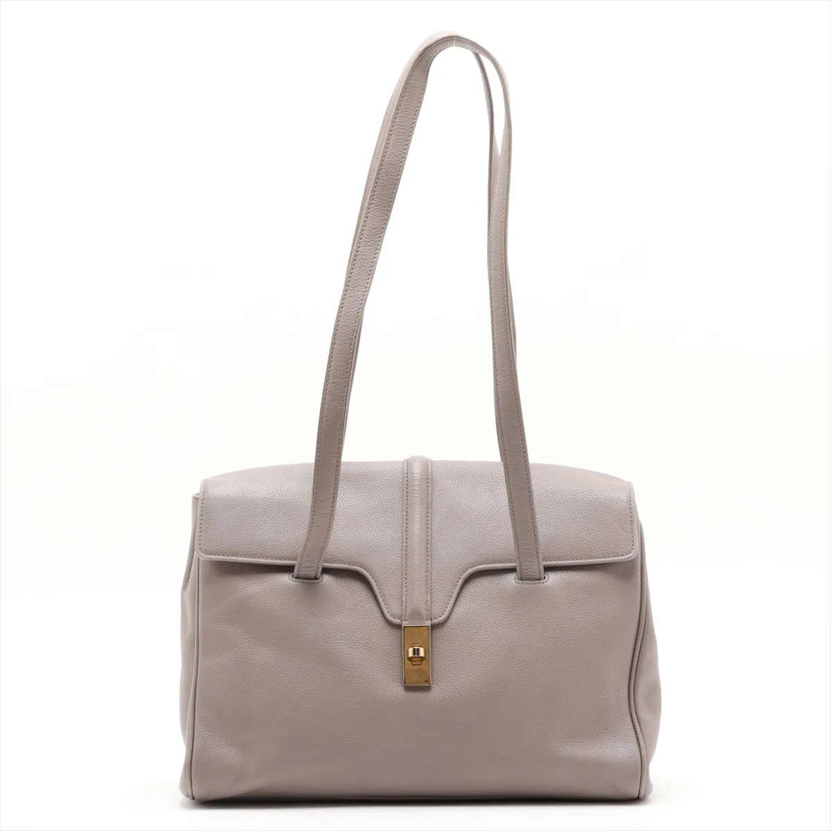 Soft 16-Case Medium Leather Shoulder Bag, Gray
