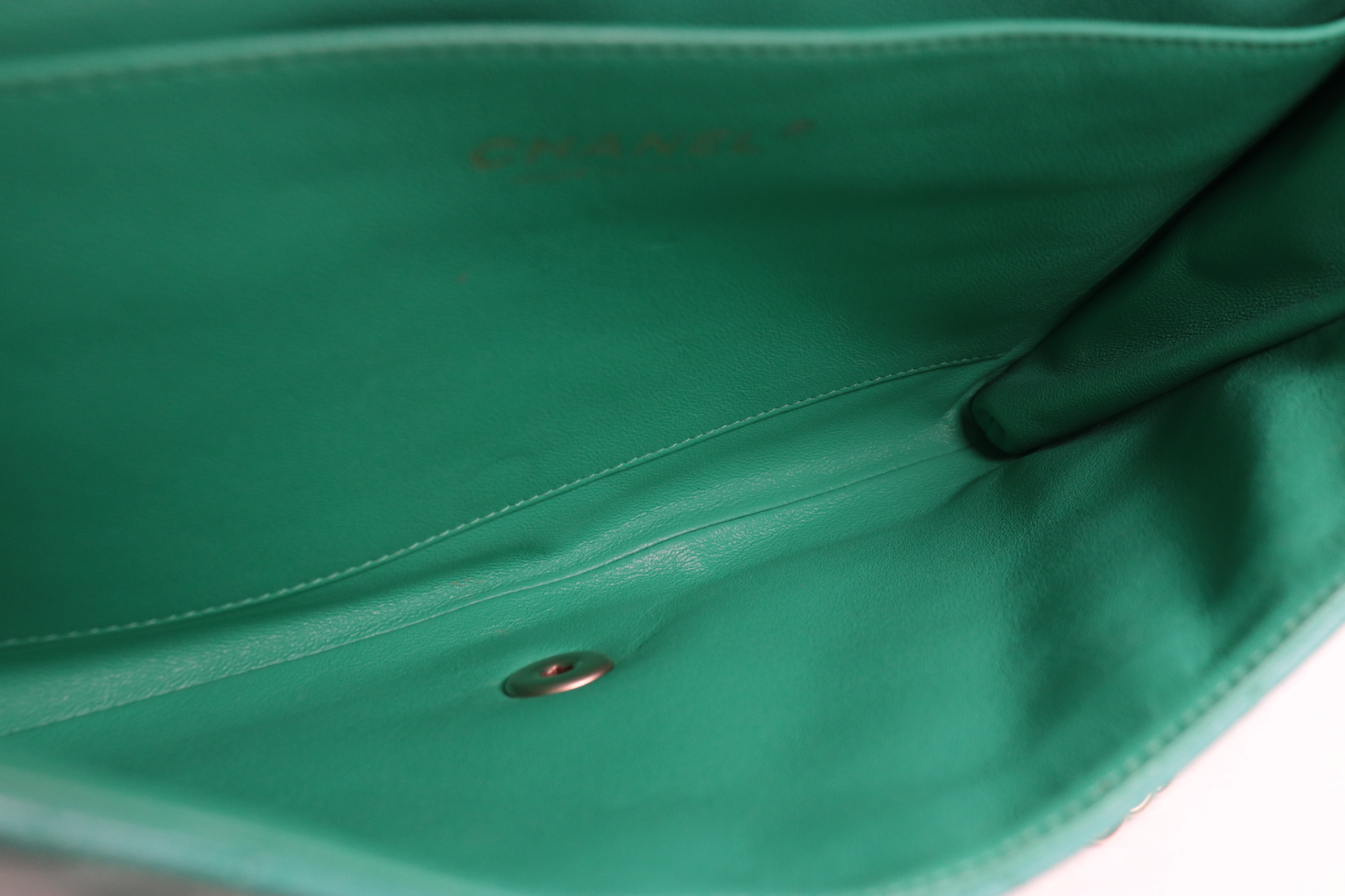 Turnlock Lambskin Chain Shoulder Bag, Green, Serial Number 27 — view 10