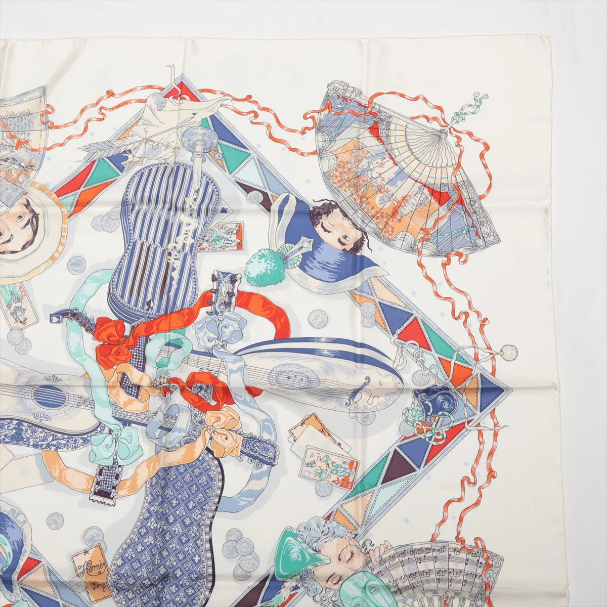 Carre90 Mon Ami Pierrot My Friend Pierrot Scarf Silk White — view 3