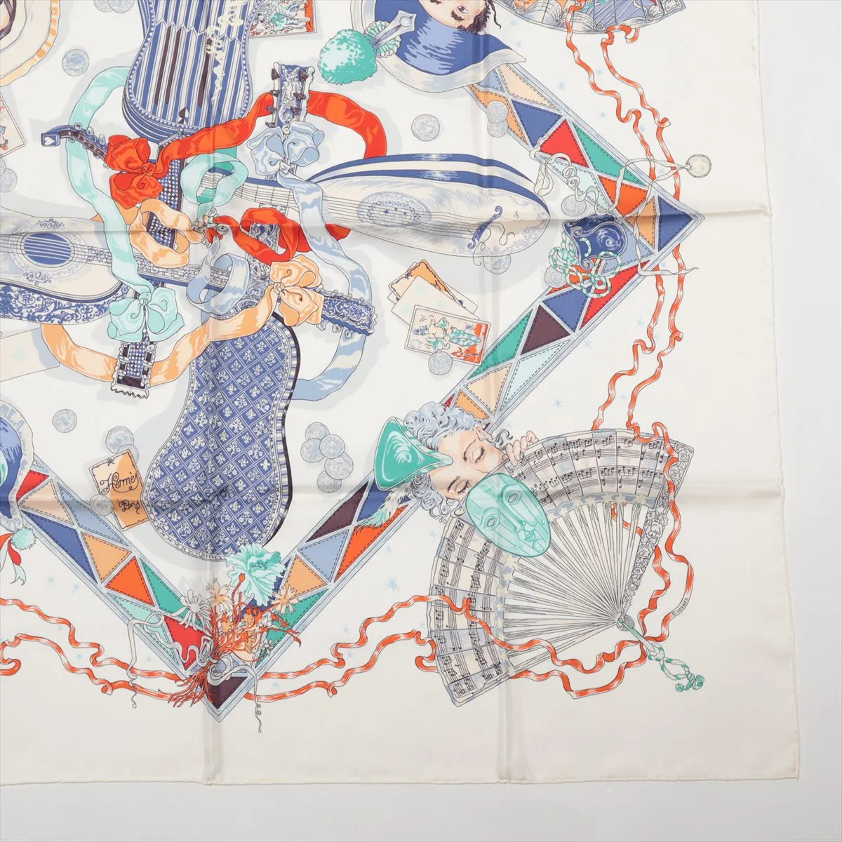 Carre90 Mon Ami Pierrot My Friend Pierrot Scarf Silk White — view 4