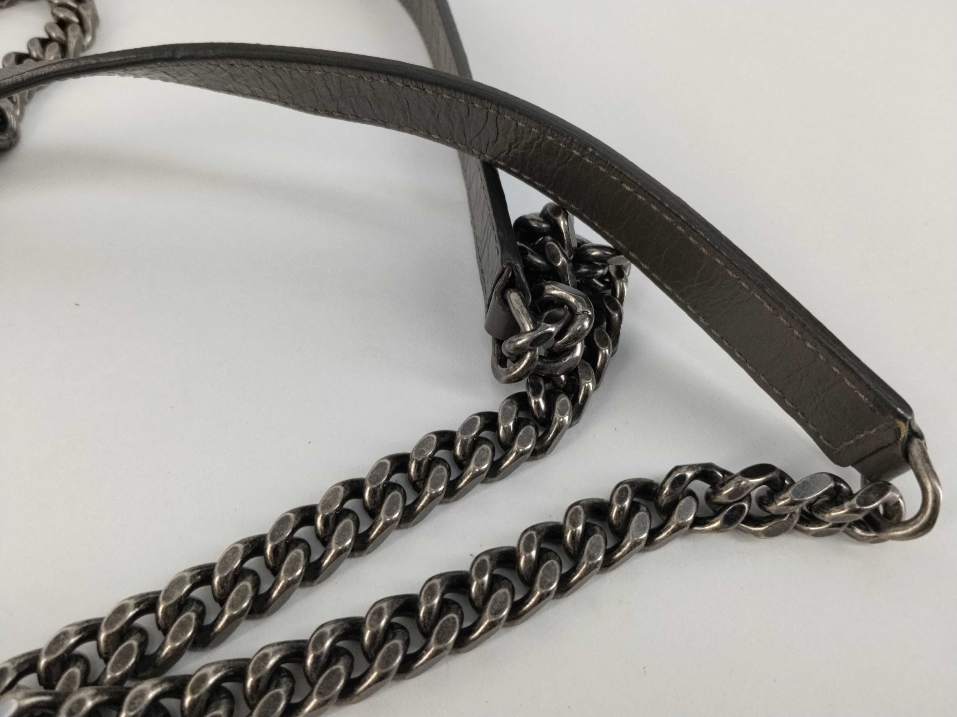 Niki Medium Chain Shoulder Bag, Gray Calfskin, Silver Hardware. — view 4
