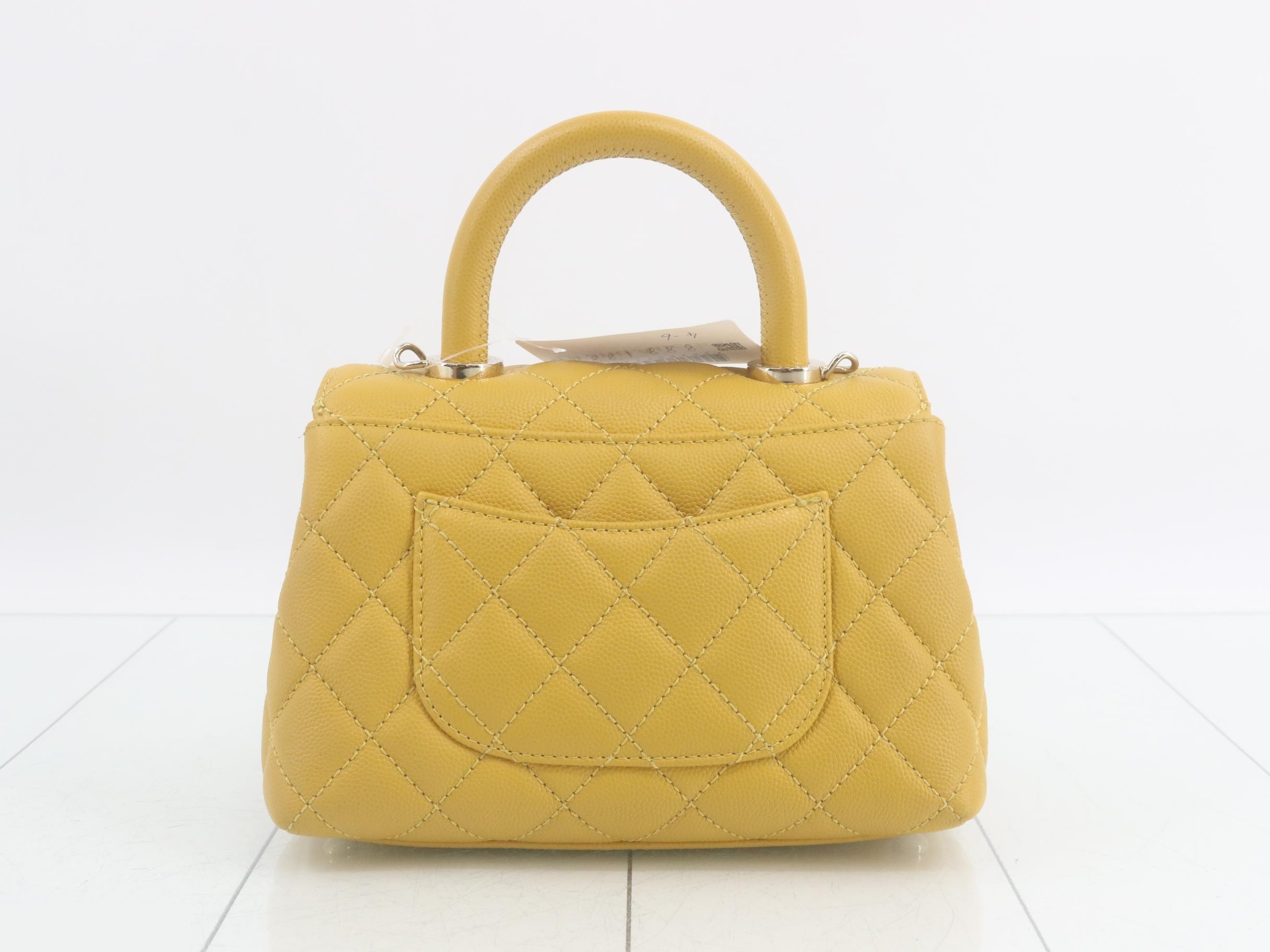 Coco Handle Caviar Skin Turnlock 2-Way Handbag (Yellow) — view 2