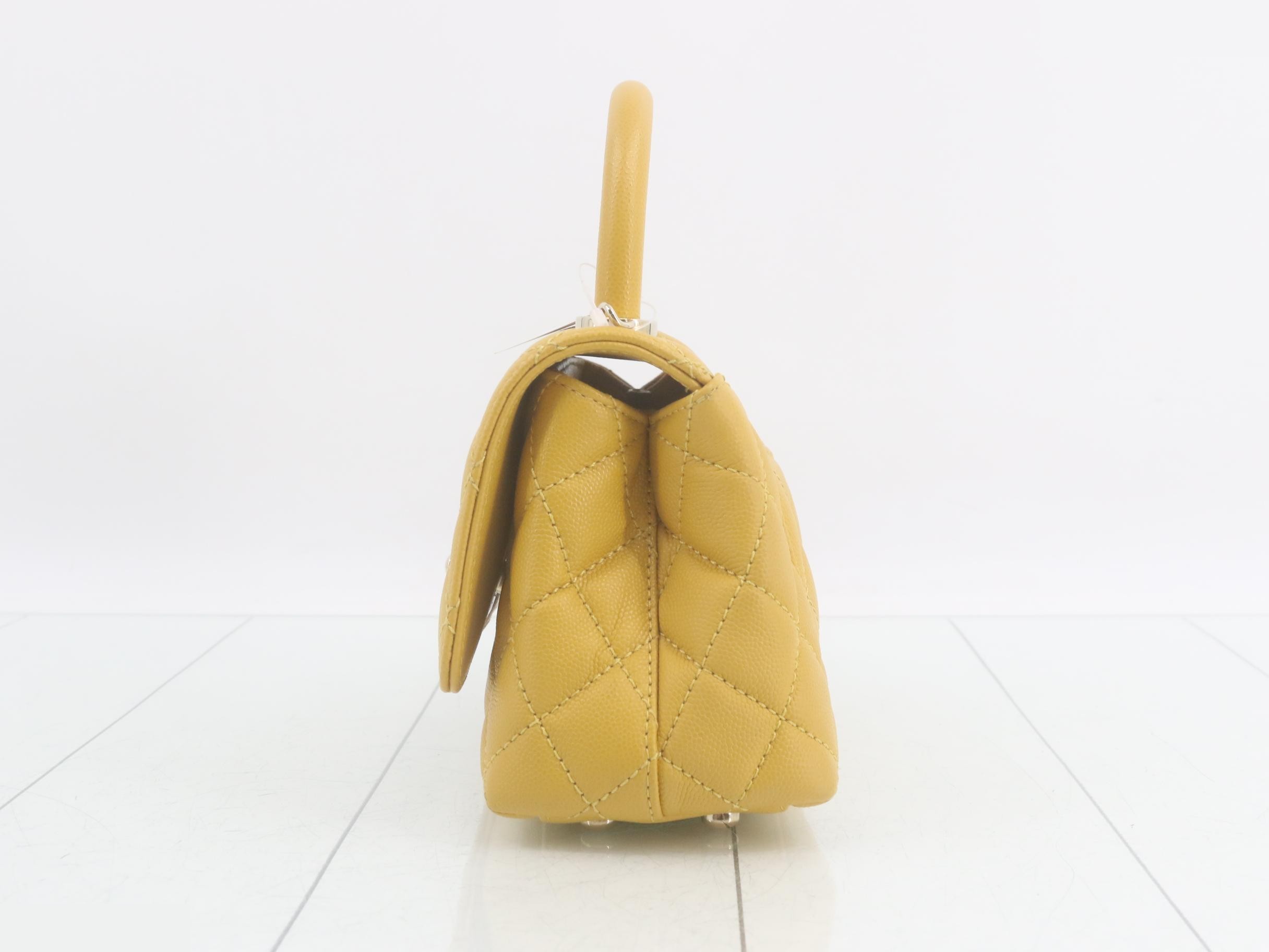 Coco Handle Caviar Skin Turnlock 2-Way Handbag (Yellow) — view 3