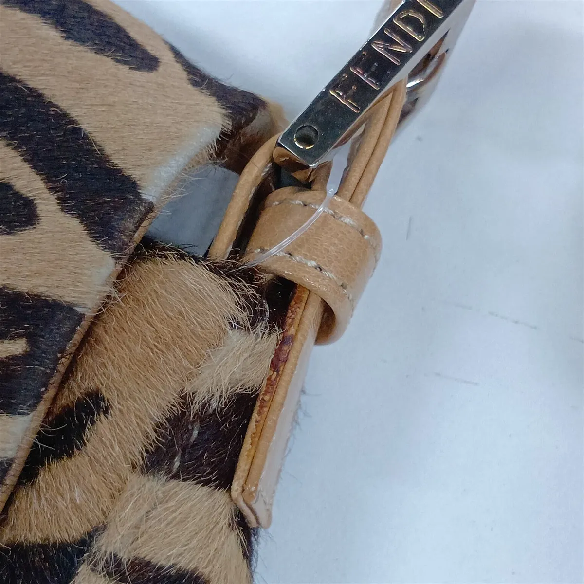 Mamma Bucket Calf Hair x Leather Shoulder Bag Beige x Brown — view 14