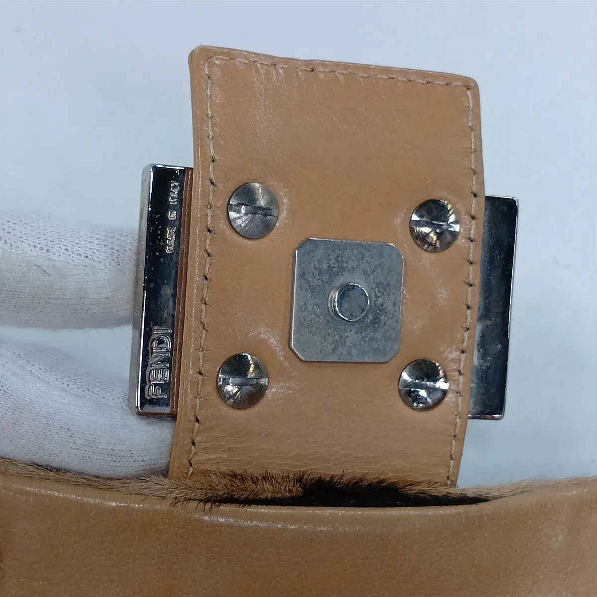 Mamma Bucket Calf Hair x Leather Shoulder Bag Beige x Brown — view 15