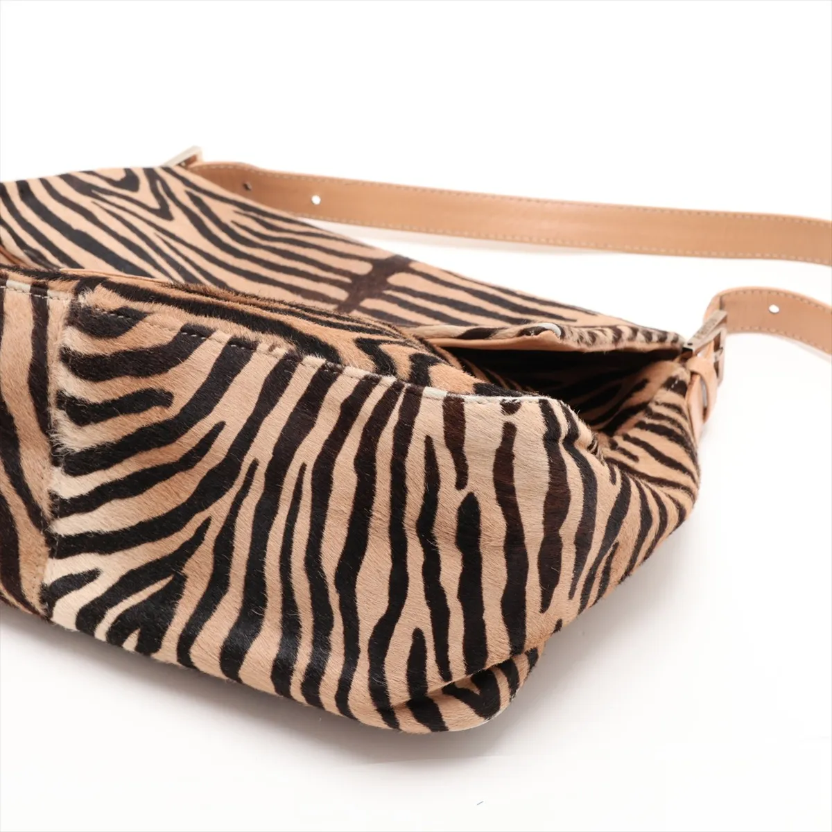 Mamma Bucket Calf Hair x Leather Shoulder Bag Beige x Brown — view 3