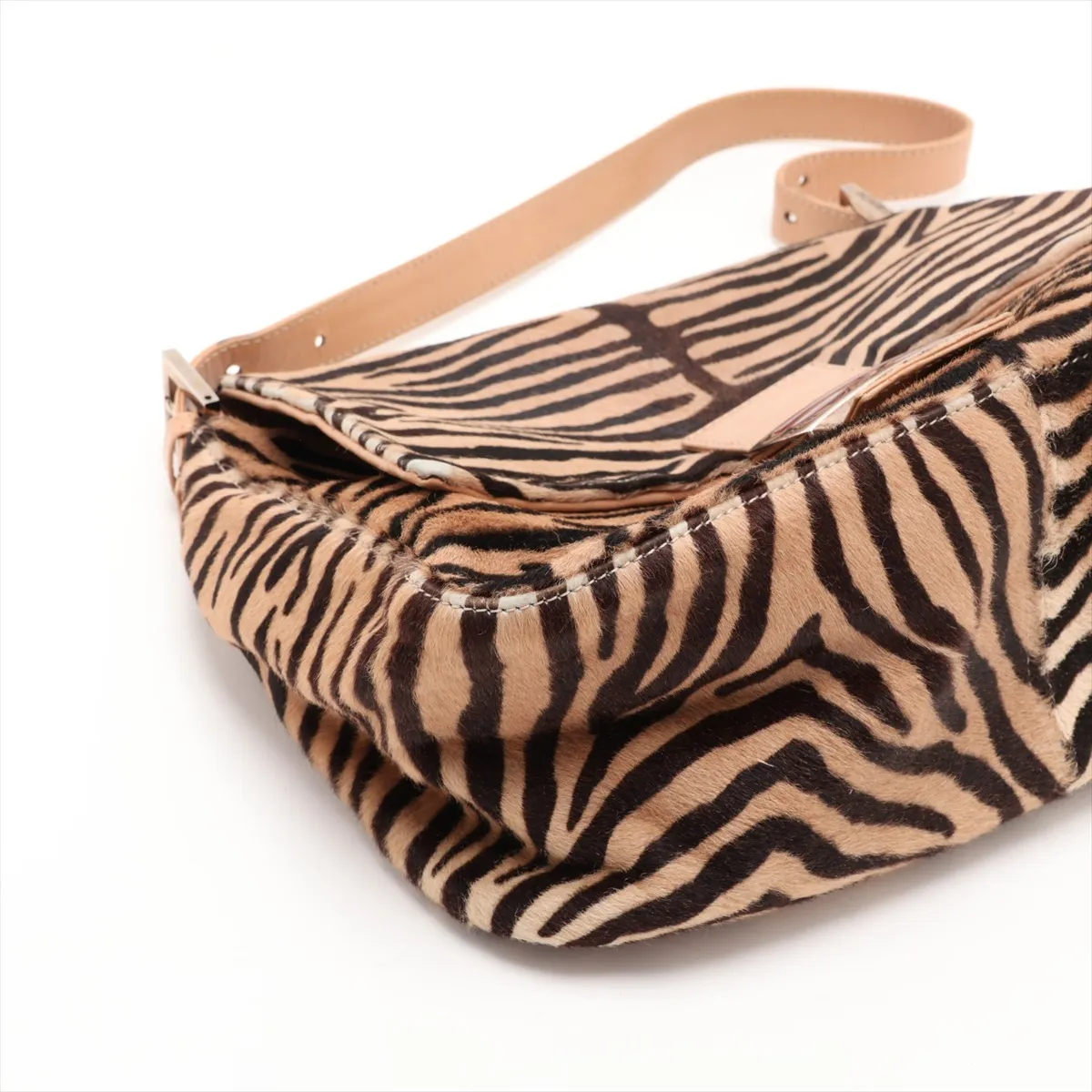 Mamma Bucket Calf Hair x Leather Shoulder Bag Beige x Brown — view 4
